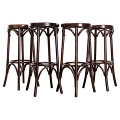 1950
s Dark Oak Bentwood Barstools - Set Of Four