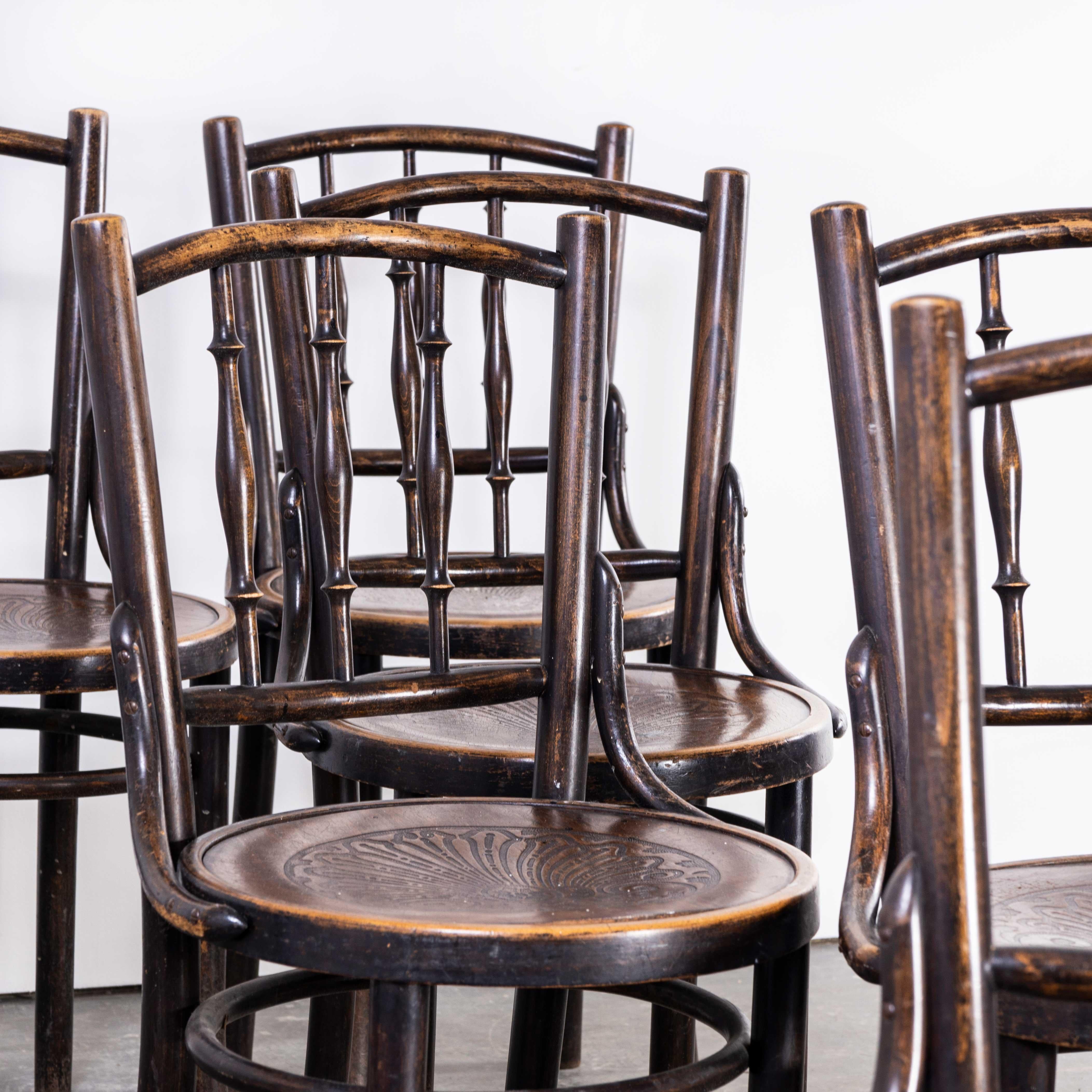 1950's, Dark Oak Bentwood Chairs by Apm Poland, Set of Twelve 3