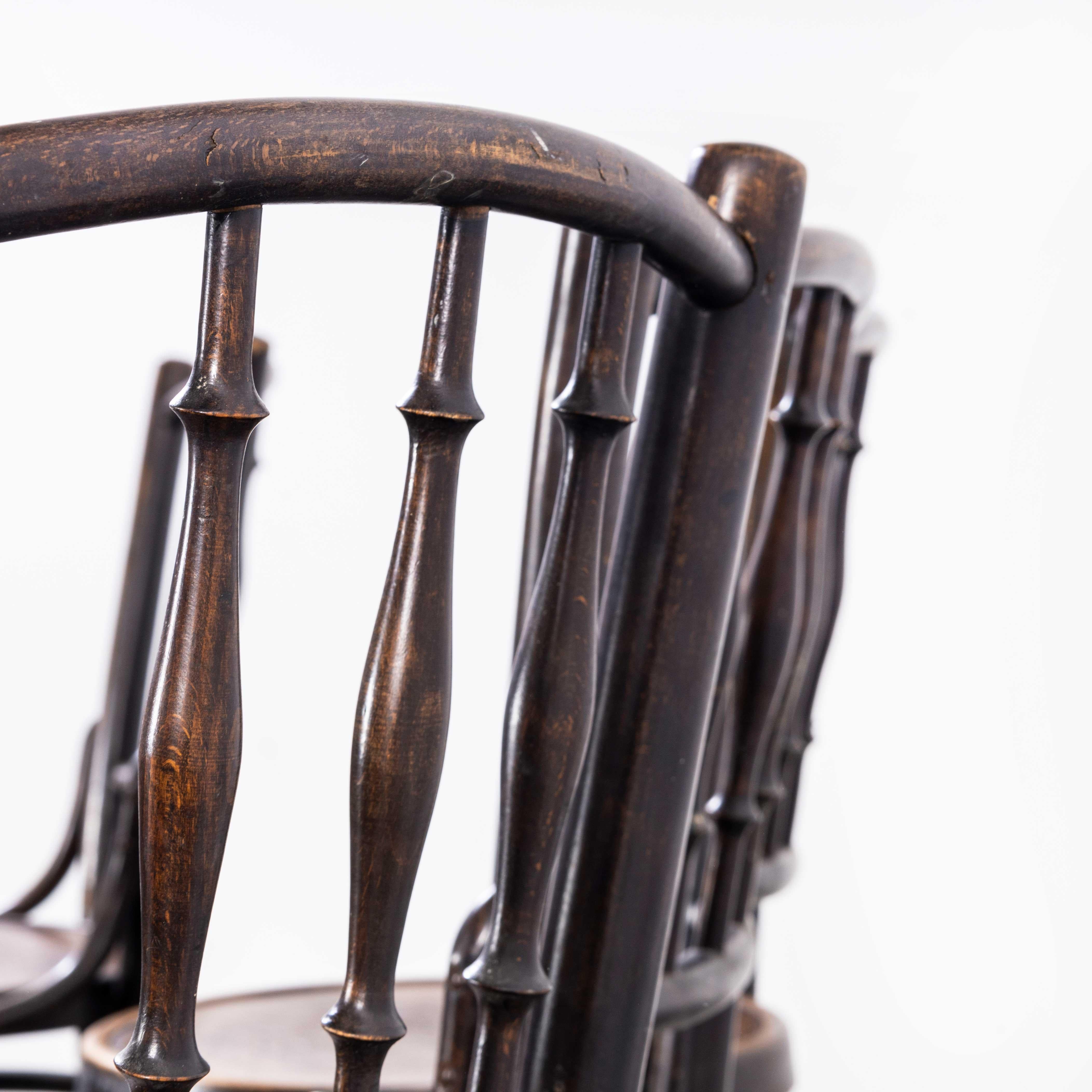 European 1950's, Dark Oak Bentwood Chairs by Apm Poland, Set of Twelve
