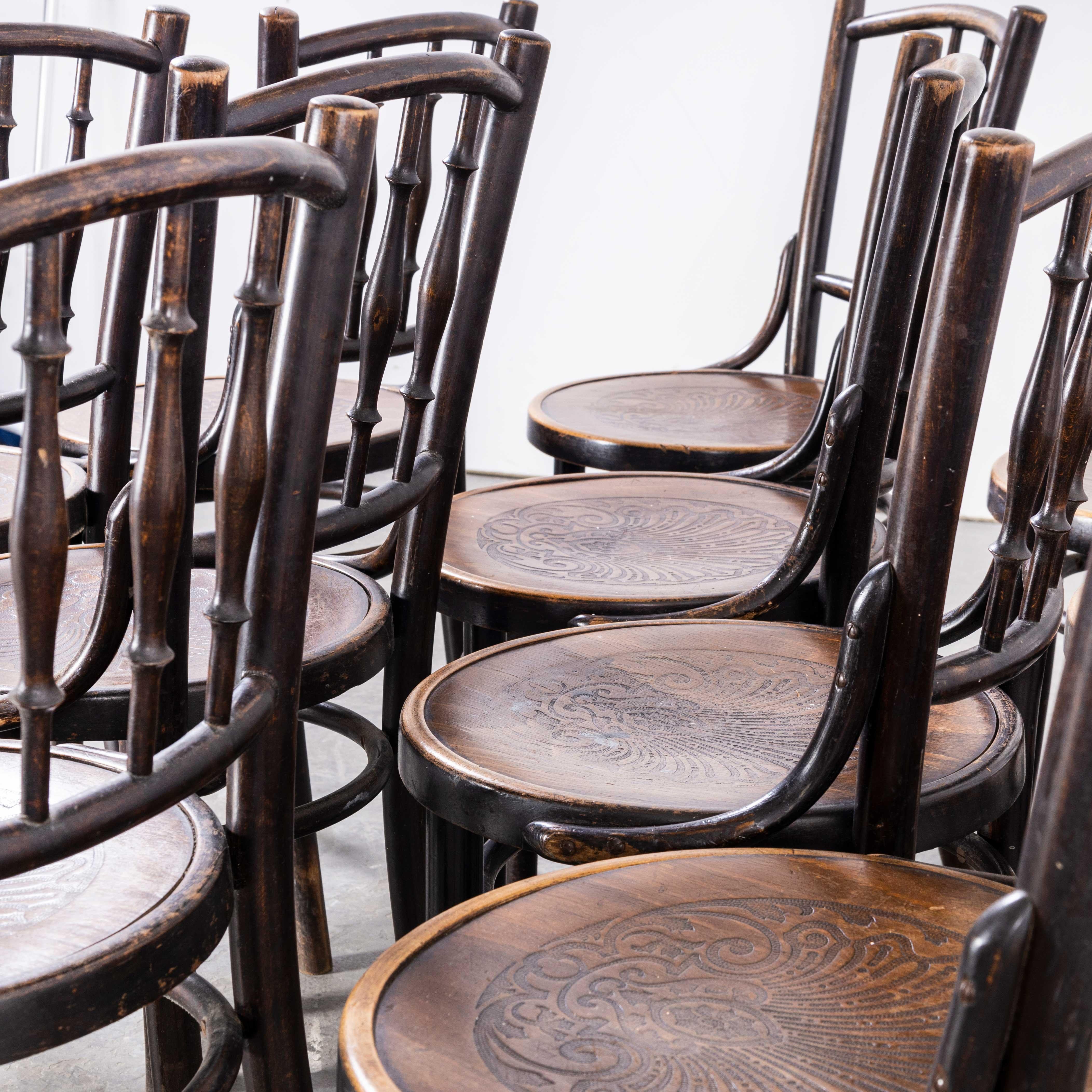 Mid-20th Century 1950's, Dark Oak Bentwood Chairs by Apm Poland, Set of Twelve