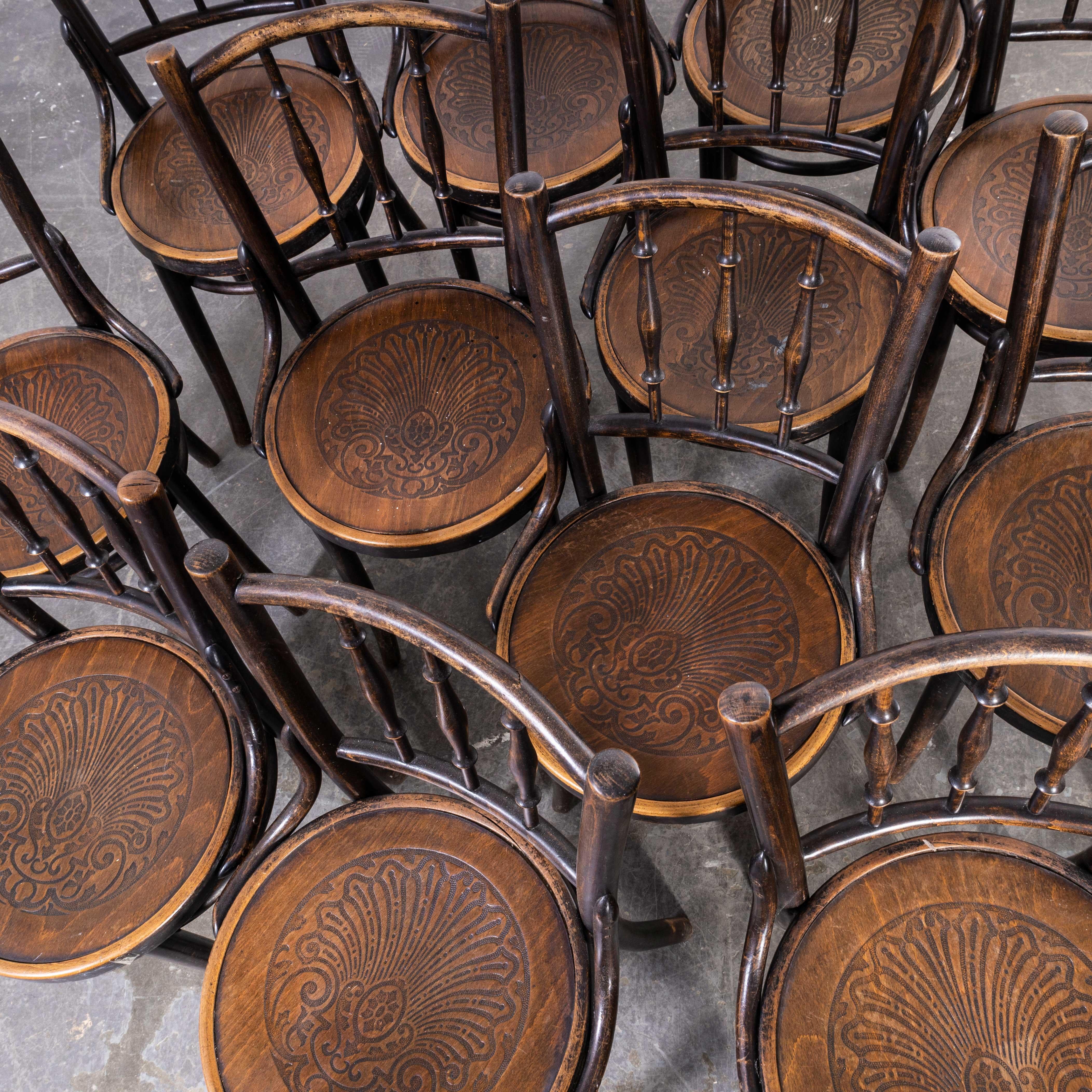 1950's, Dark Oak Bentwood Chairs by Apm Poland, Set of Twelve 2