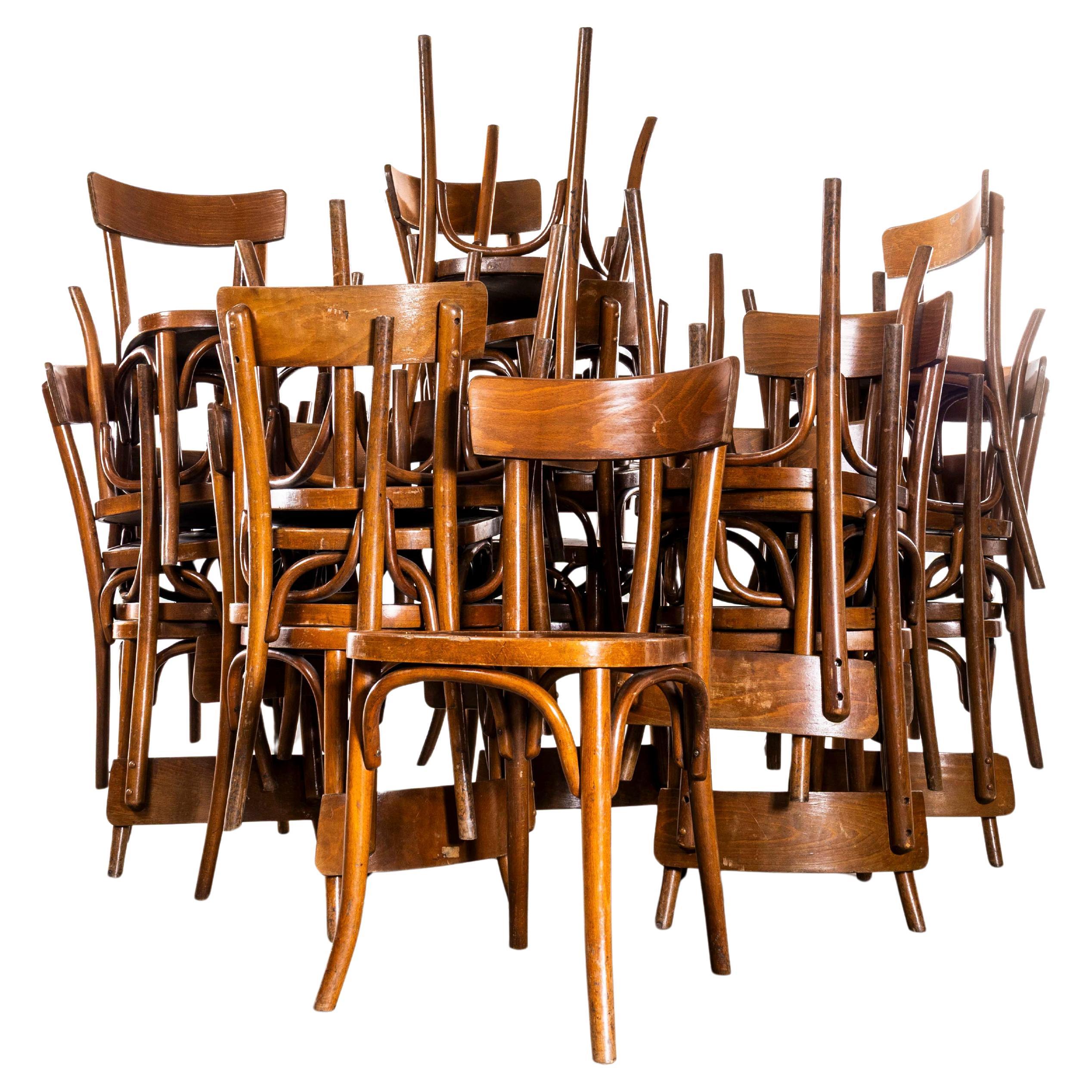 1950
s Dark Oak Single Back Bar Bentwood Dining Chairs
