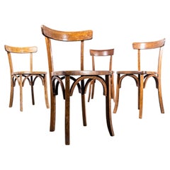 1950'S Dark Oak Single Bar Bentwood Dining Chair - Set von vier