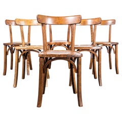 1950'S Dark Oak Single Bar Bentwood Dining Chair - Set von sechs