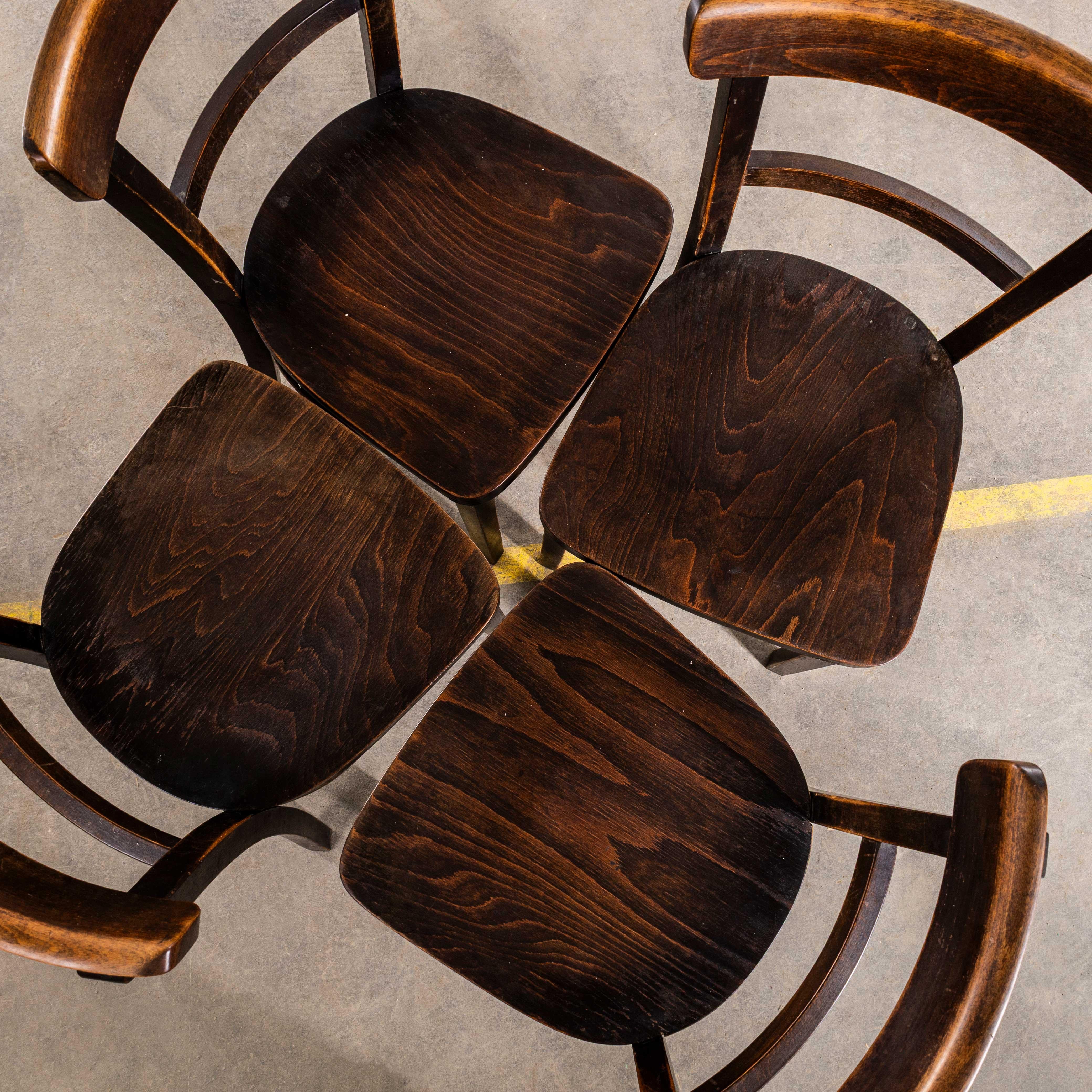 1950's Dark Oak Single Bar Dining Chairs - Satz von vier im Zustand „Gut“ im Angebot in Hook, Hampshire