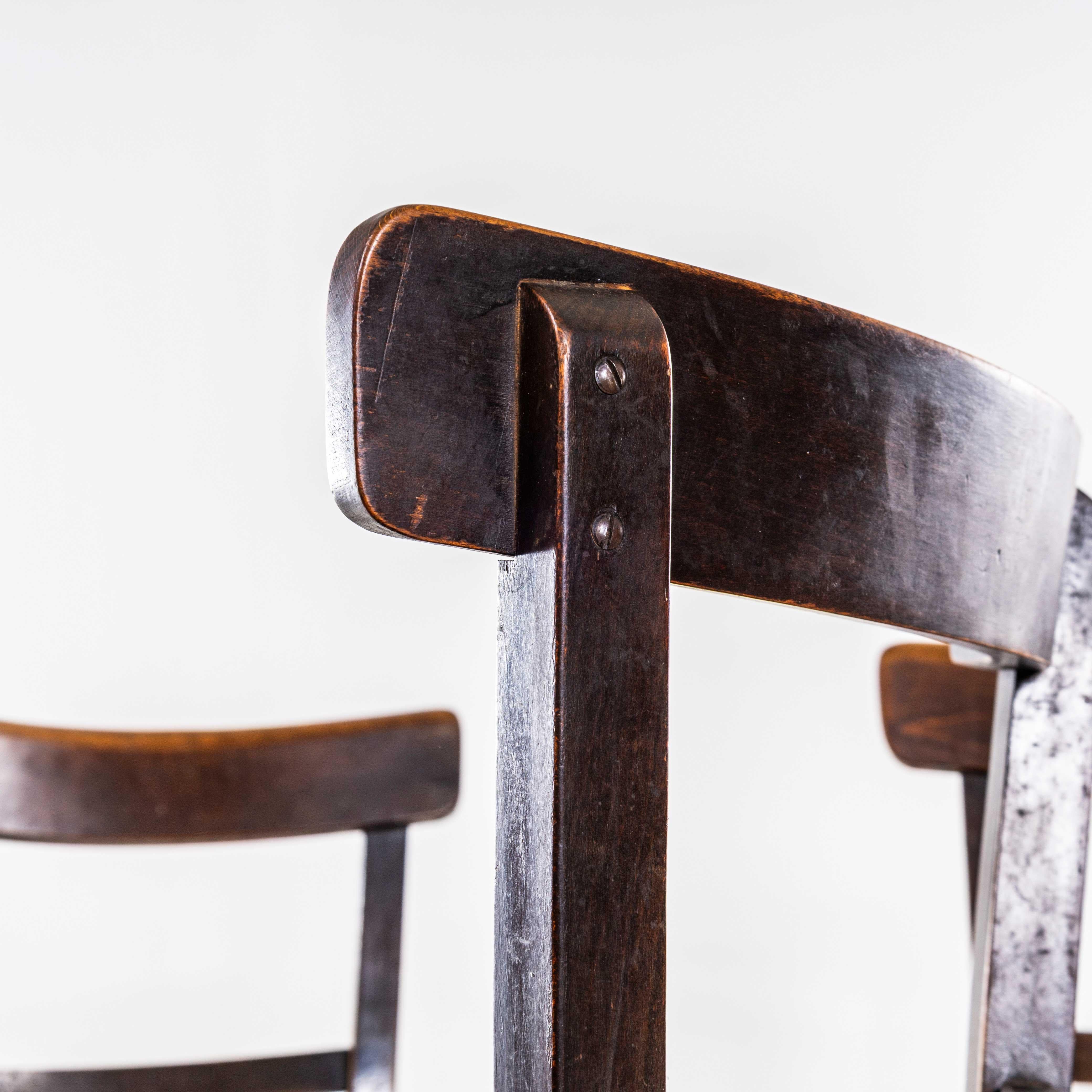 1950's Dark Oak Single Bar Dining Chairs - Satz von vier (Mitte des 20. Jahrhunderts) im Angebot