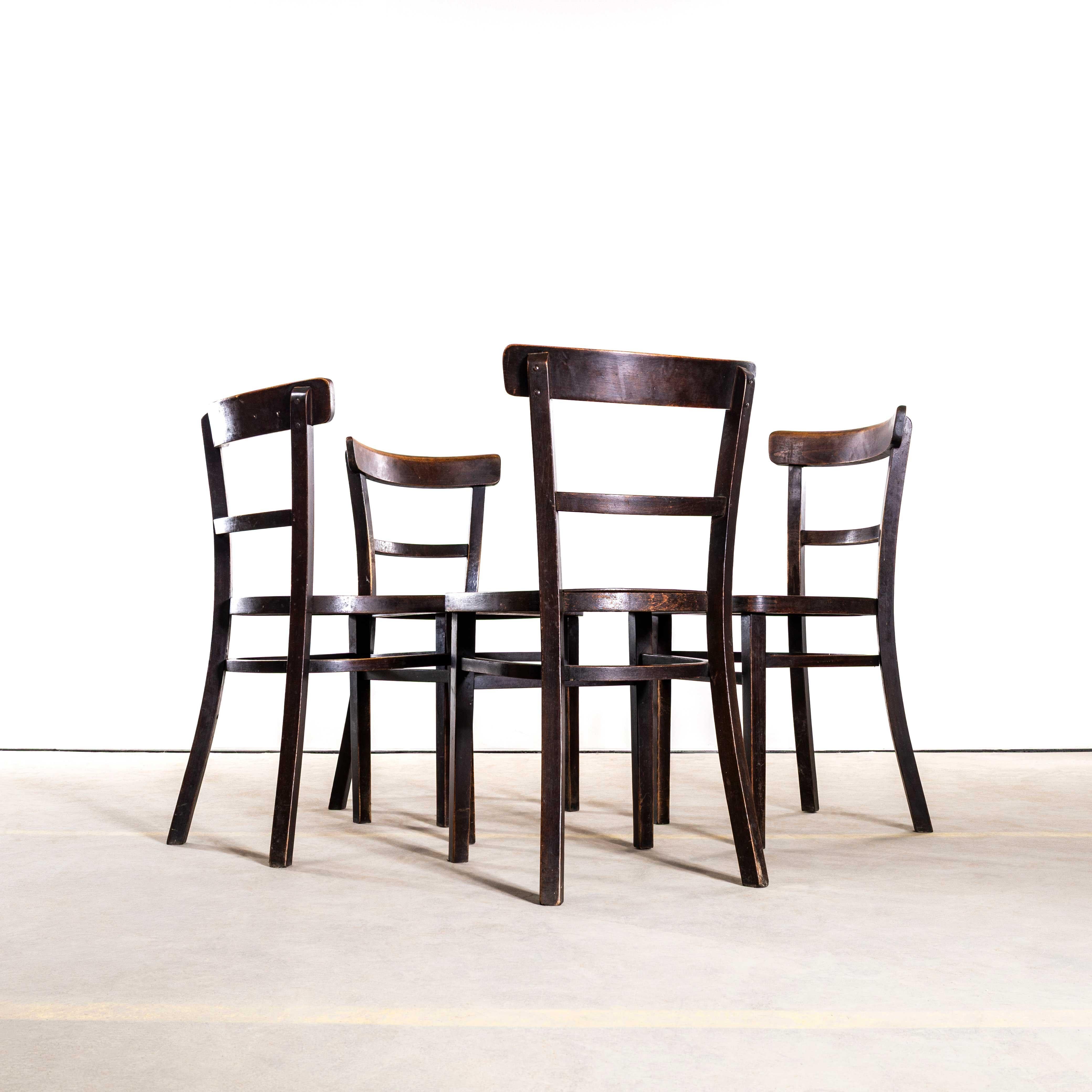 1950's Dark Oak Single Bar Dining Chairs - Satz von vier im Angebot 1