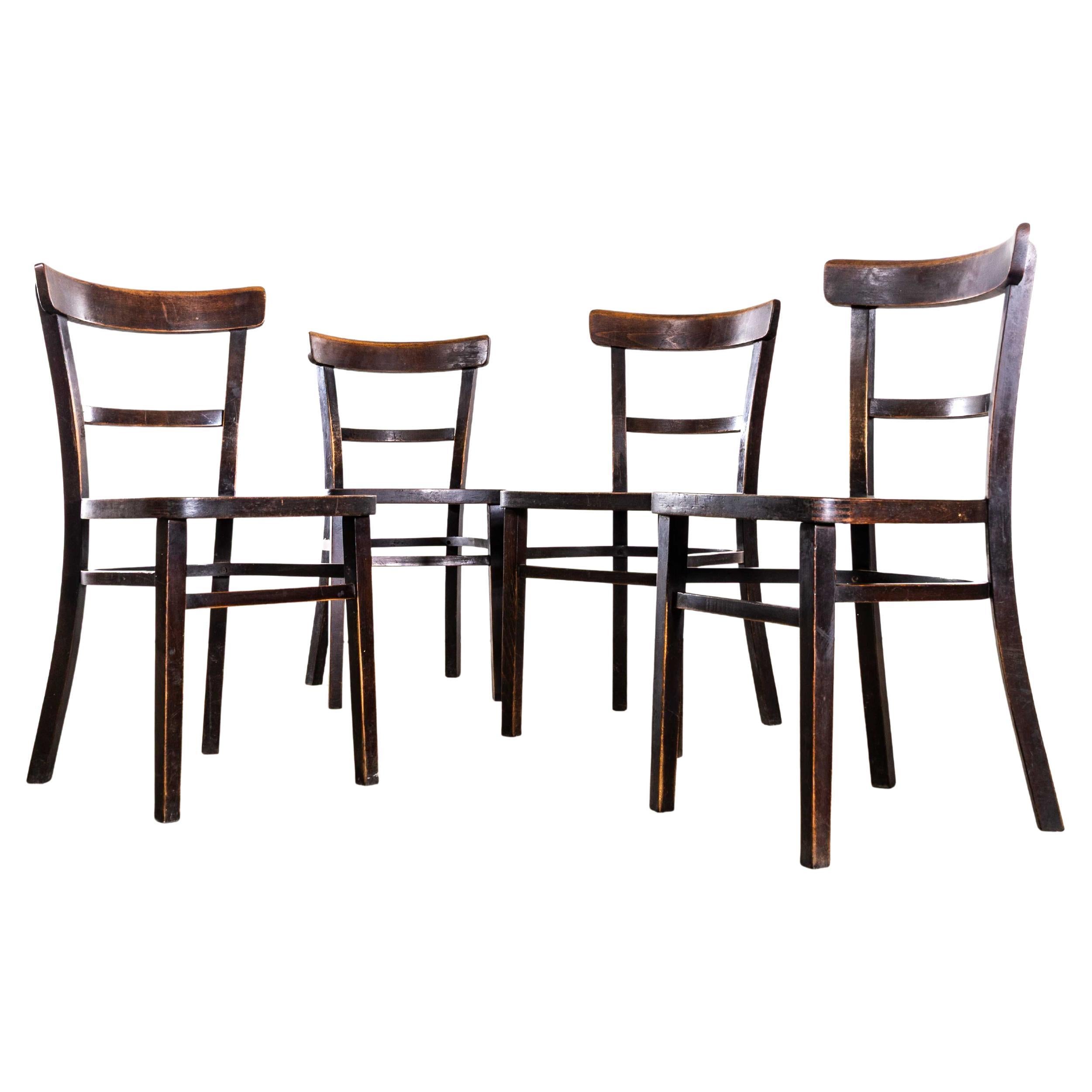 1950
s Dark Oak Single Bar Dining Chairs - Satz von vier