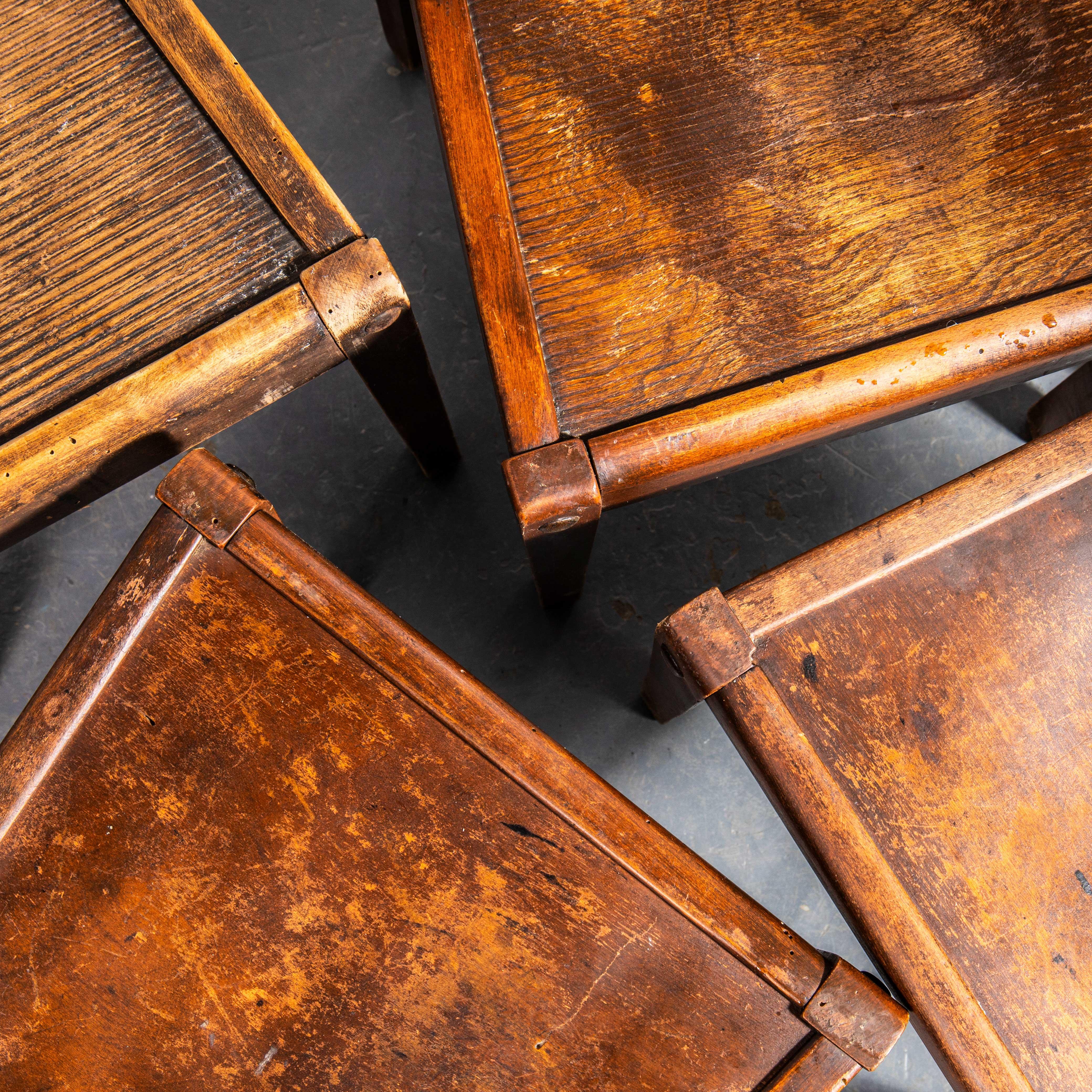 Mid-20th Century 1950's Dark Oak Tri-Back Stella Dining Chairs - Set Of Four For Sale