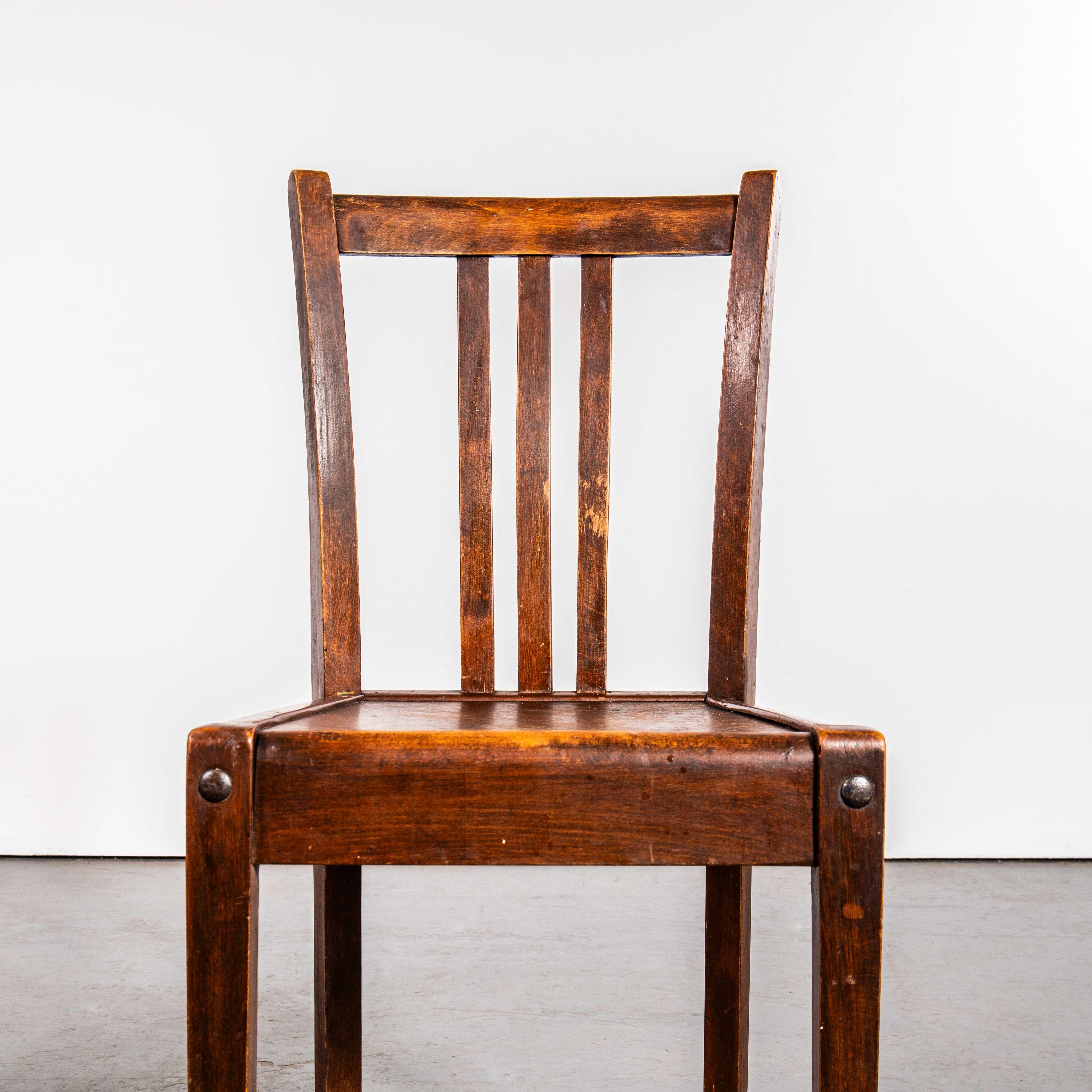 1950's Dark Oak Tri-Back Stella Dining Chairs - Set Of Four For Sale 3