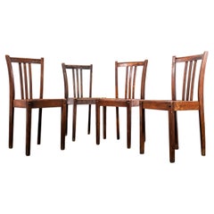 1950's Dark Oak Tri-Back Stella Dining Chairs - Set Of Four