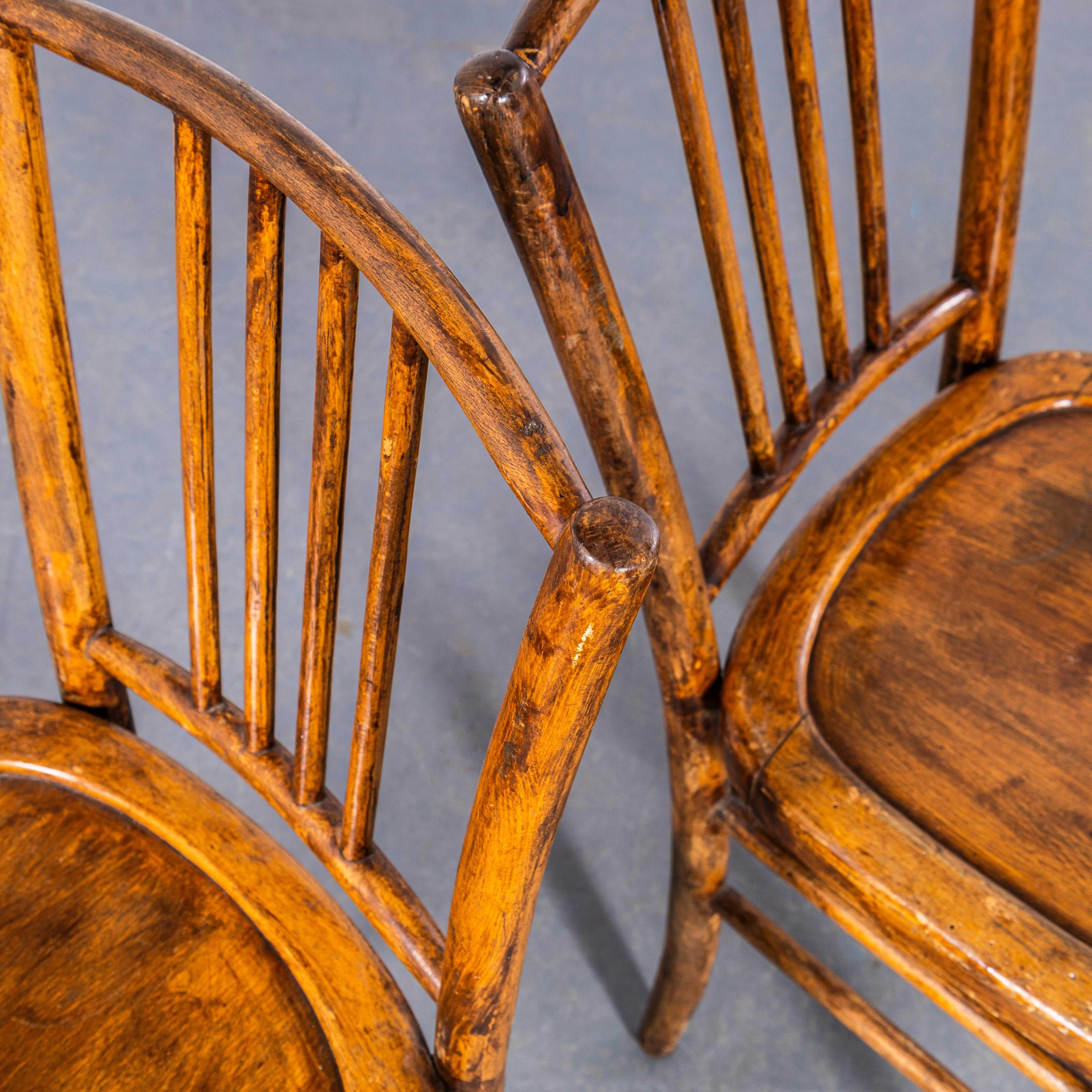 Hêtre Paire de chaises de salle à manger Luterma des années 1950 à dossier en tiges foncées en vente