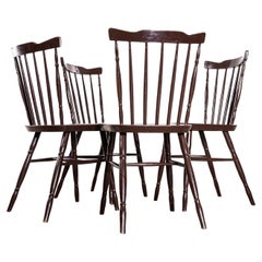 1950
s Dark Turned Spindle Back Dining Chairs - Vierer-Set