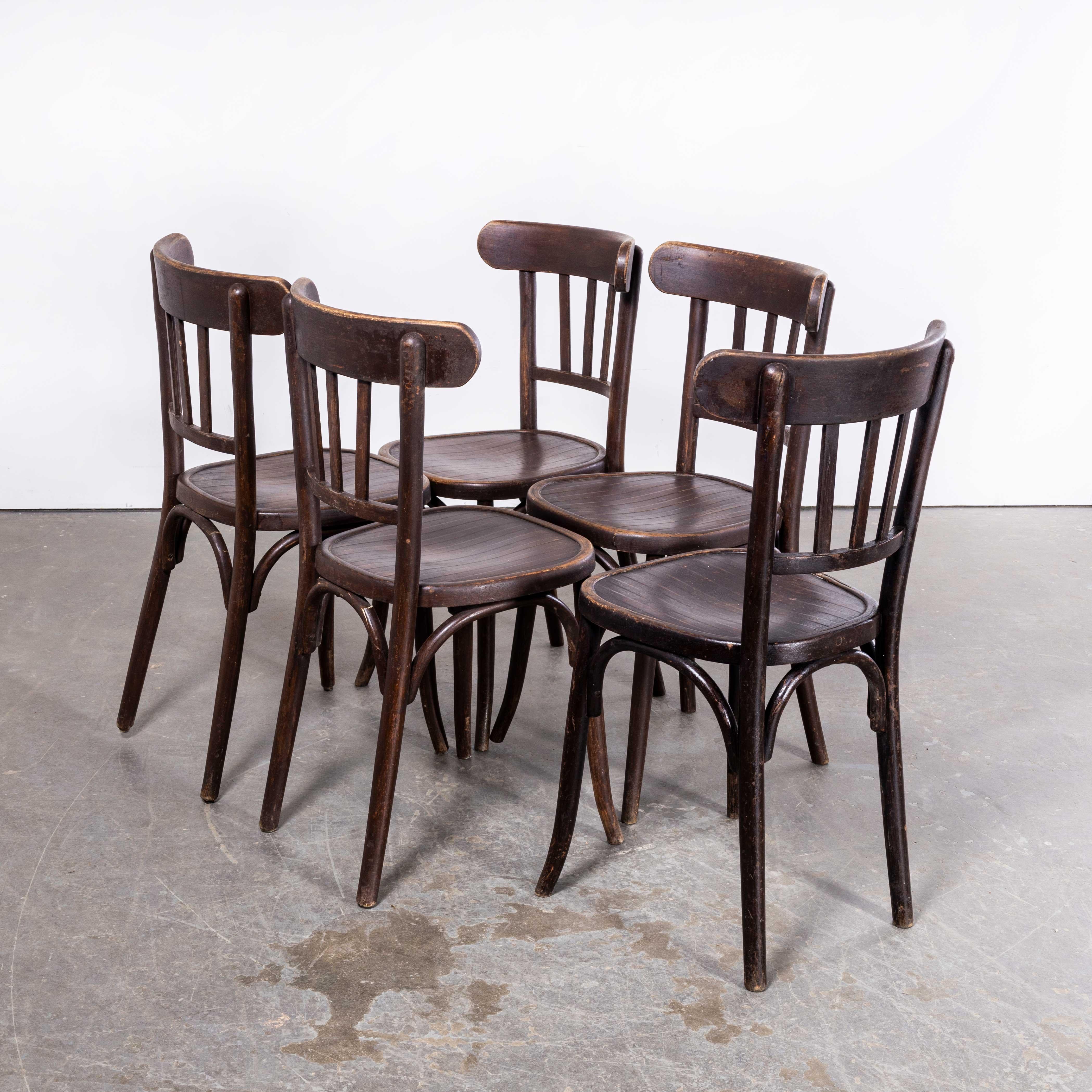 1950’s Dark Walnut Luterma Bentwood Chairs - Set of Five 1