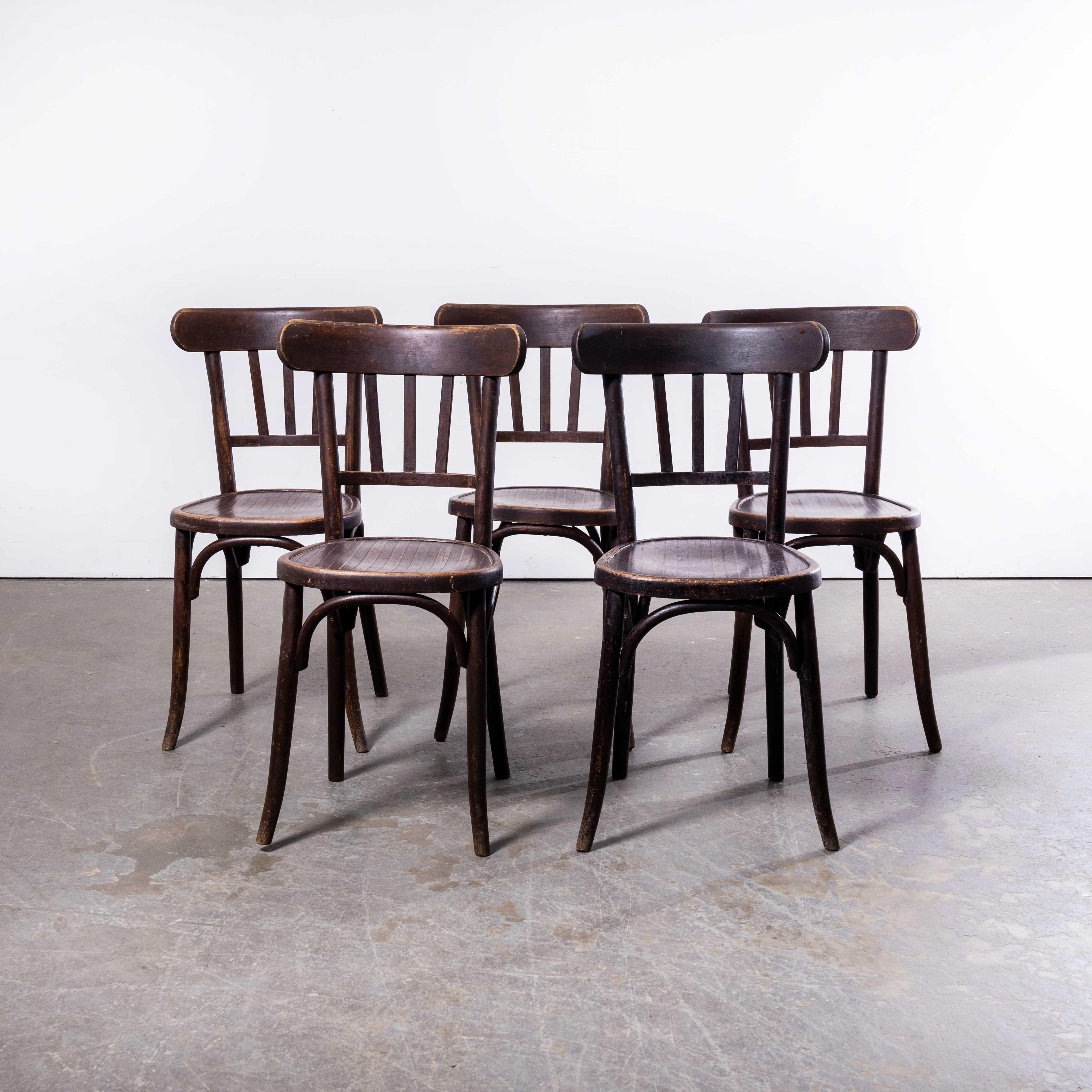 1950’s Dark Walnut Luterma Bentwood Chairs - Set of Five 3