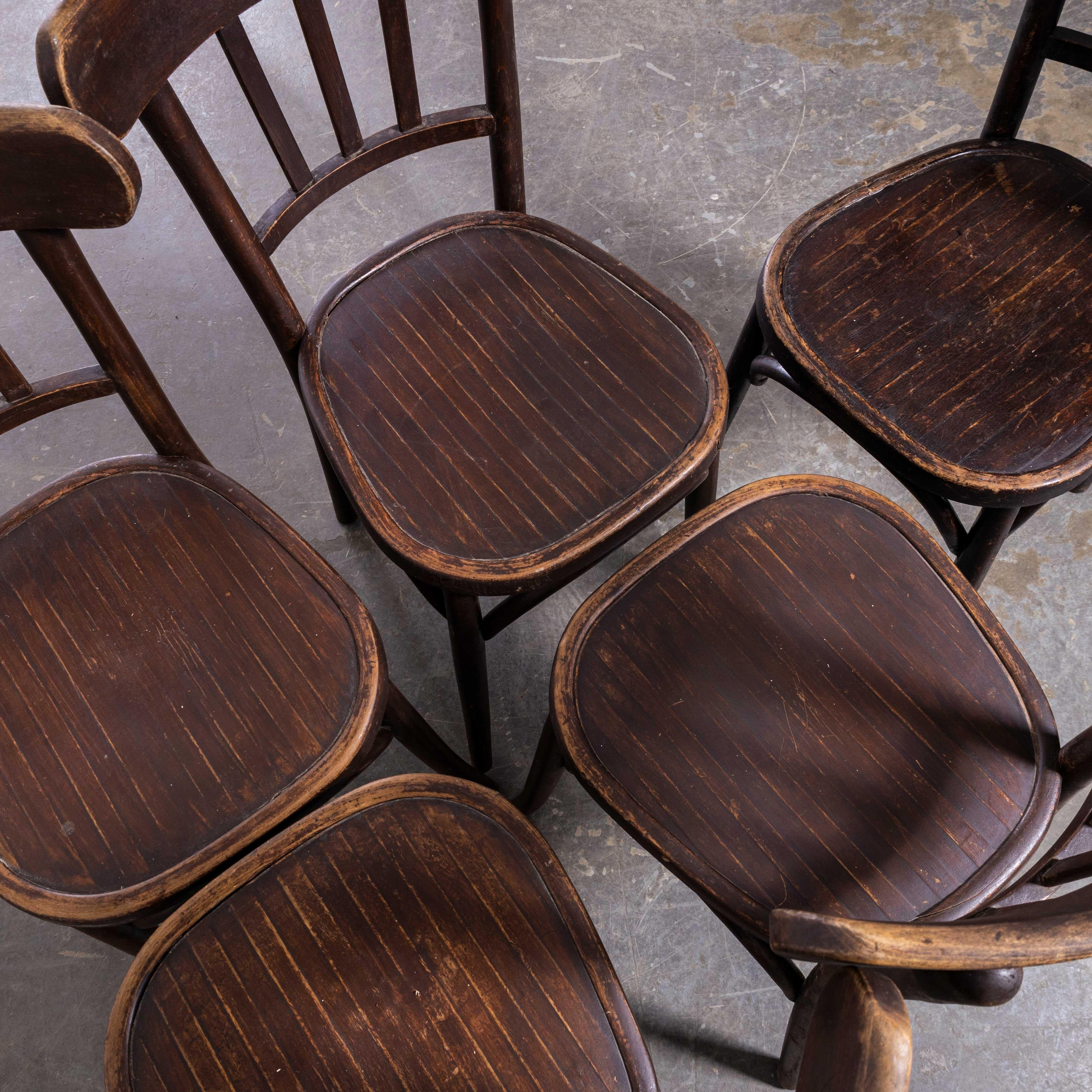 1950’s Dark Walnut Luterma Bentwood Chairs - Set of Five 4