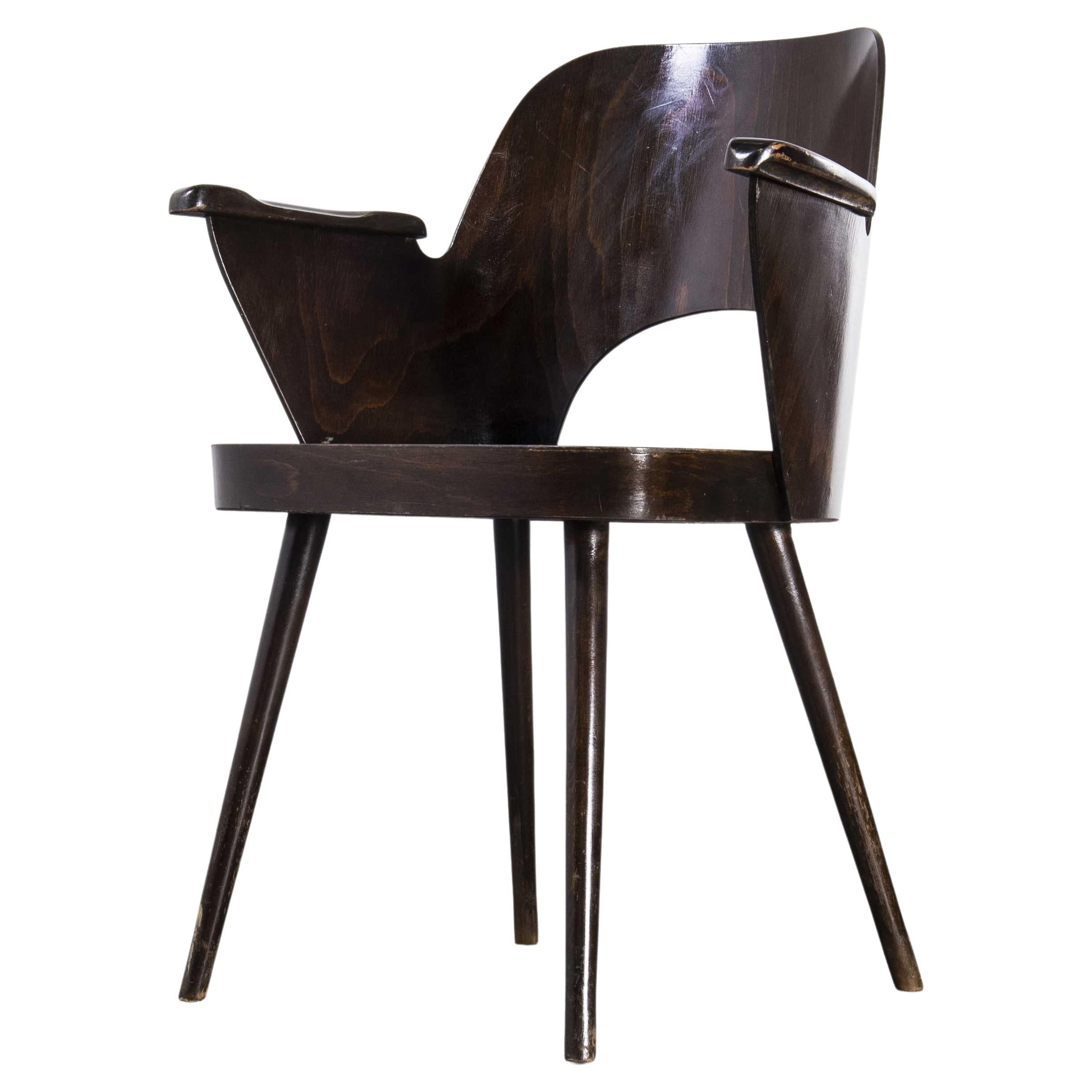 Beistellstuhl aus dunklem Nussbaumholz, Oswald Haerdtl Modell 515, 1950er Jahre