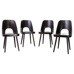 1950's, Dark Walnut Side Chair, Oswald Haerdtl Model 515, Set of Four