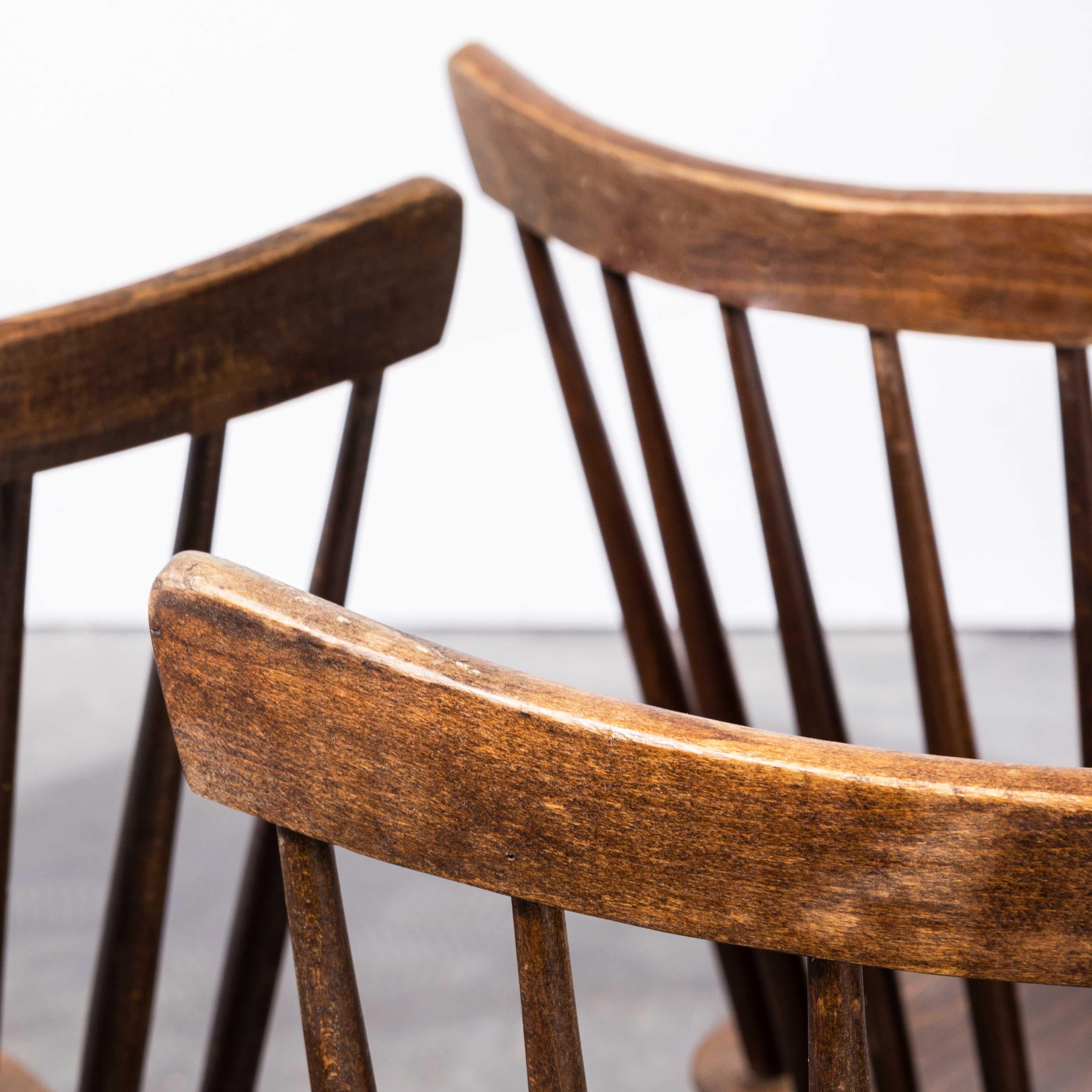 Czech 1950's Dark Walnut Stickback Chairs By Ton - Set Of Six