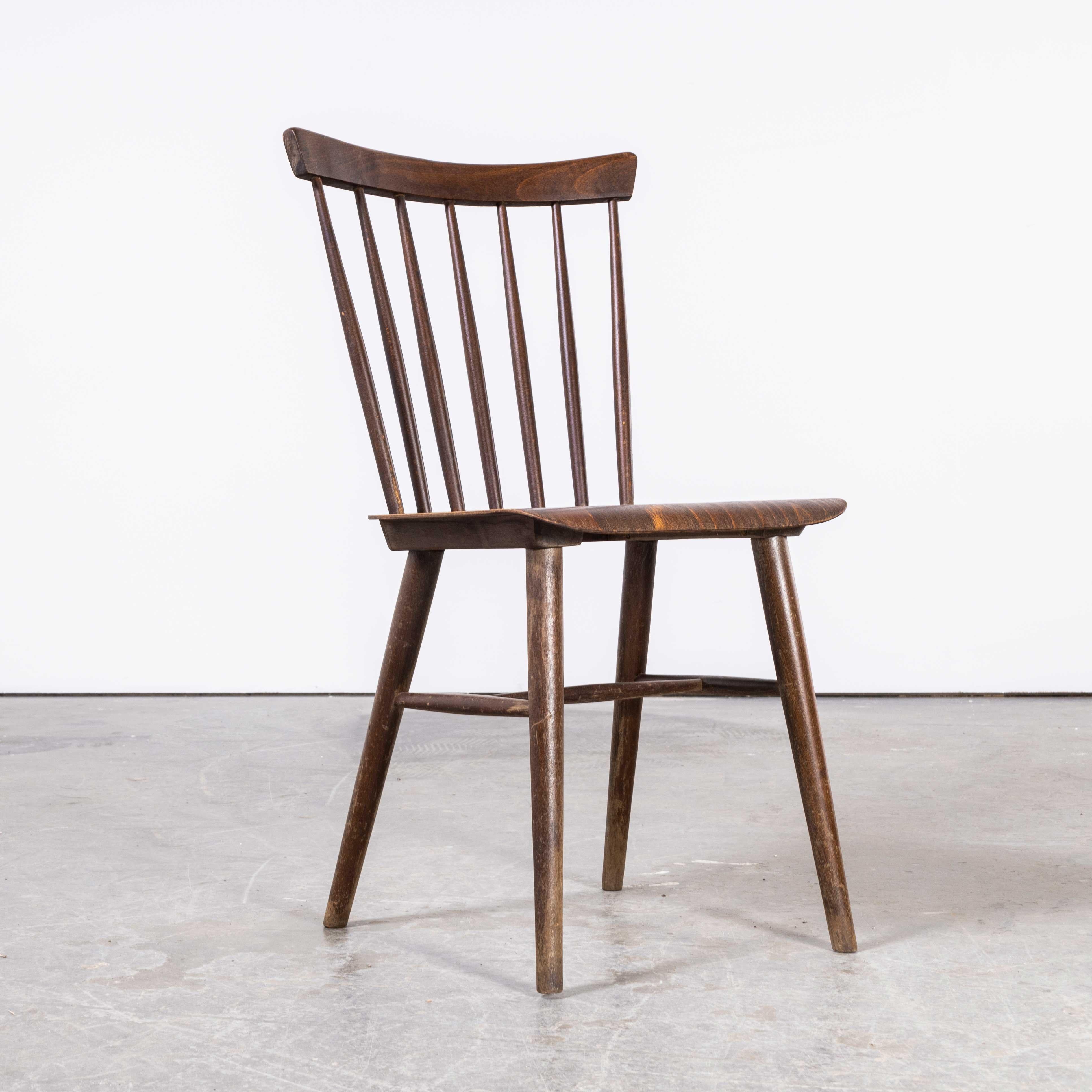 Bentwood 1950's Dark Walnut Stickback Chairs By Ton - Set Of Six