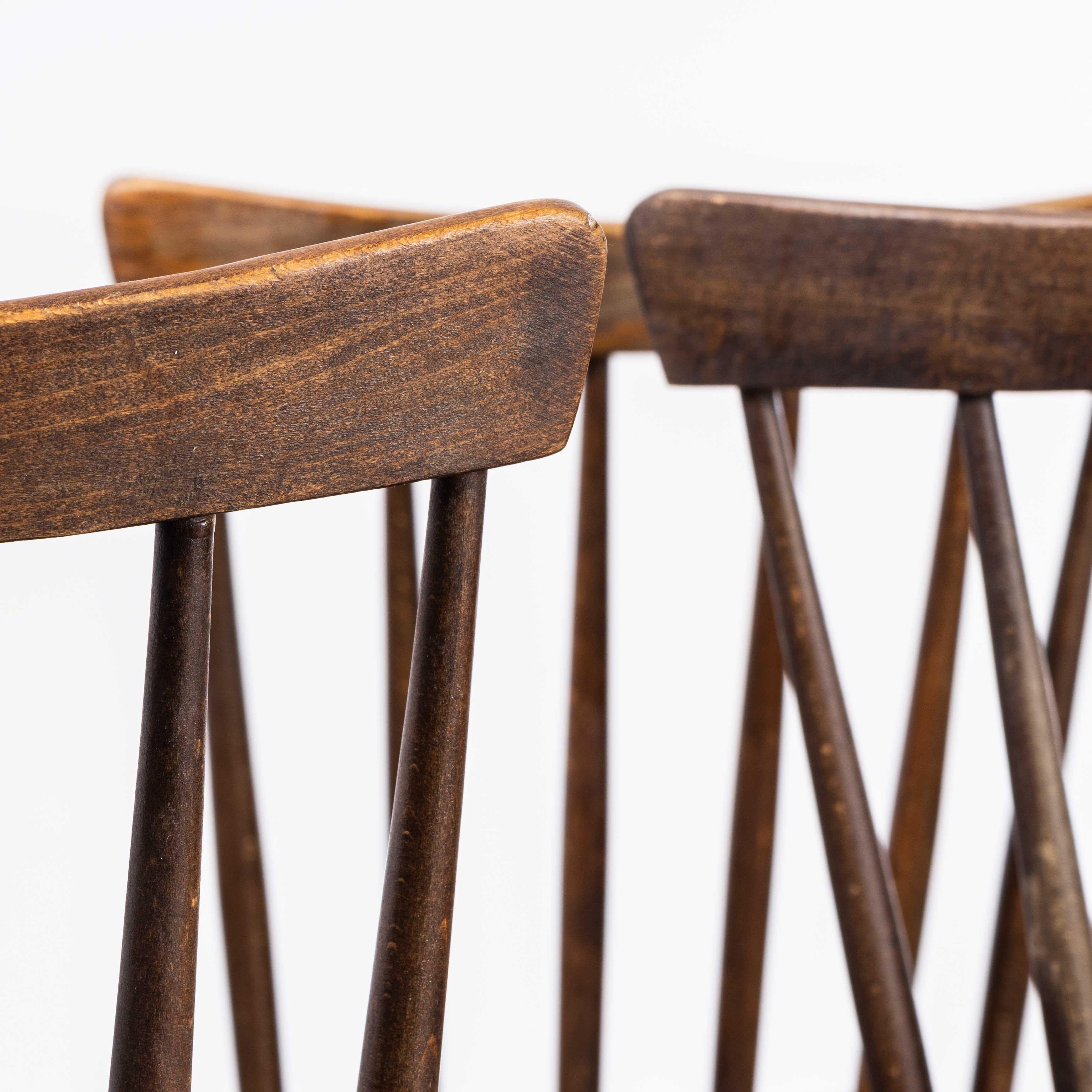 1950's Dark Walnut Stickback Chairs By Ton - Set Of Six 2