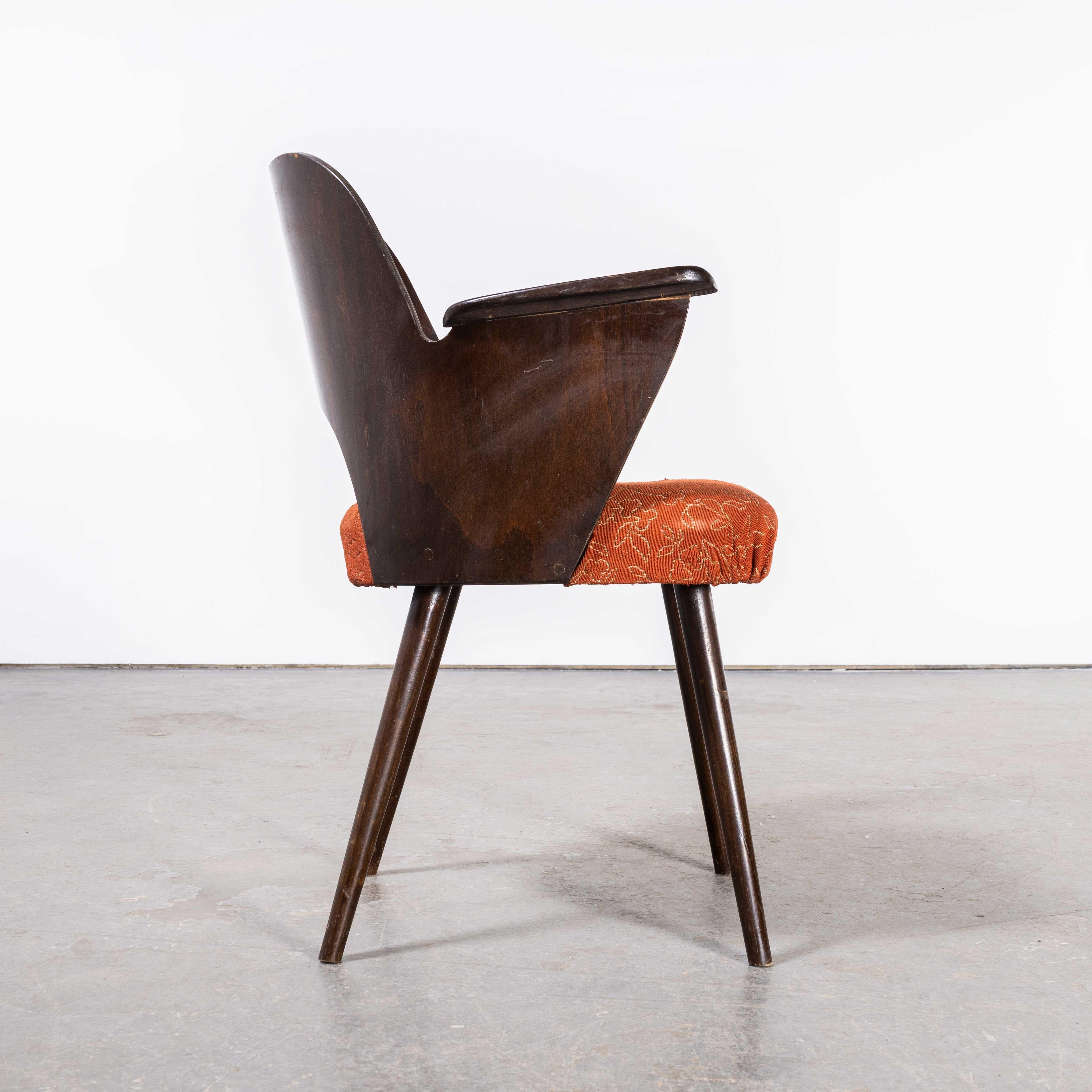 Mid-20th Century 1950's Dark Walnut Upholstered Side Chair, Oswald Haerdt Model 515 '1923' For Sale