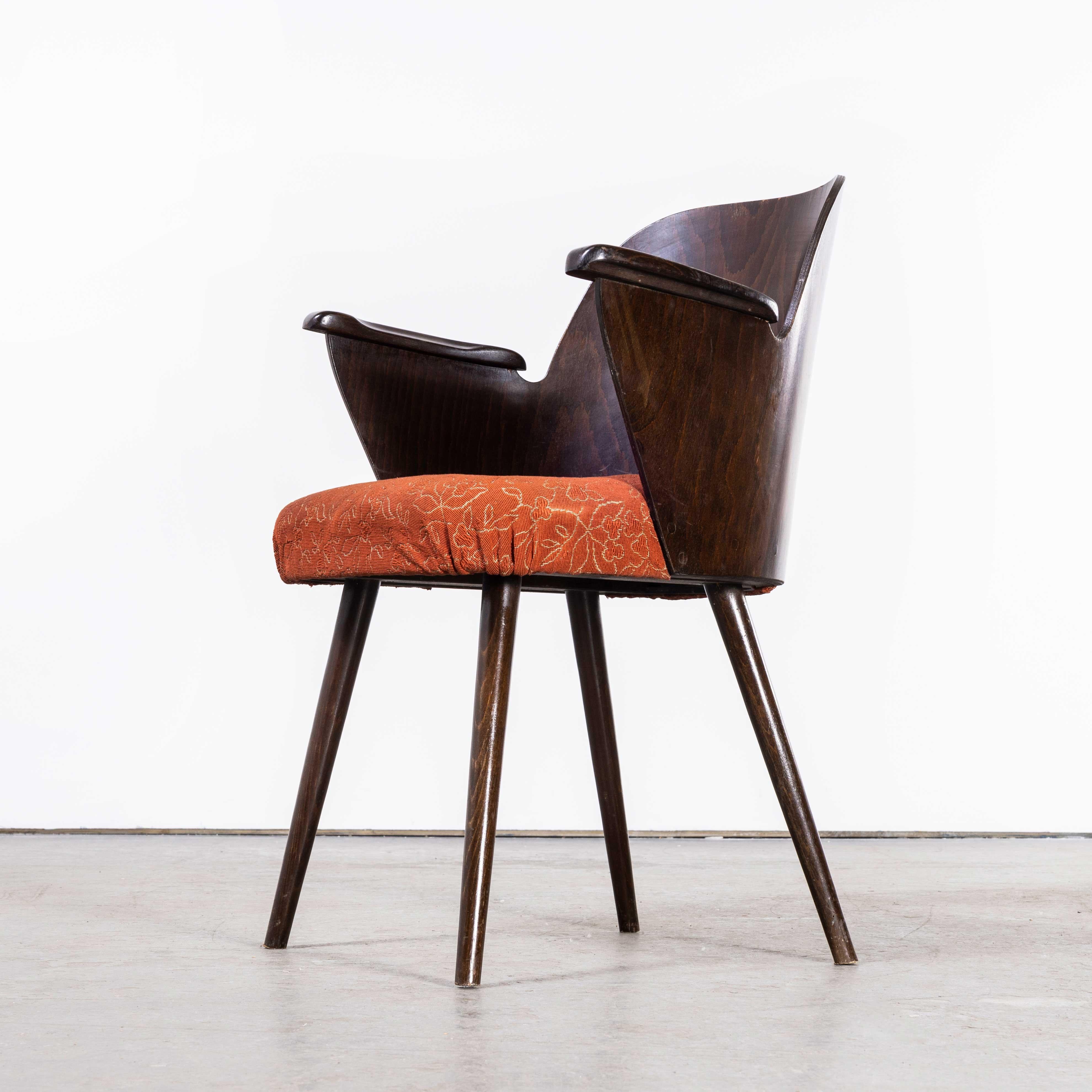 1950's Dark Walnut Upholstered Side Chair, Oswald Haerdt Model 515 '1923' For Sale 1