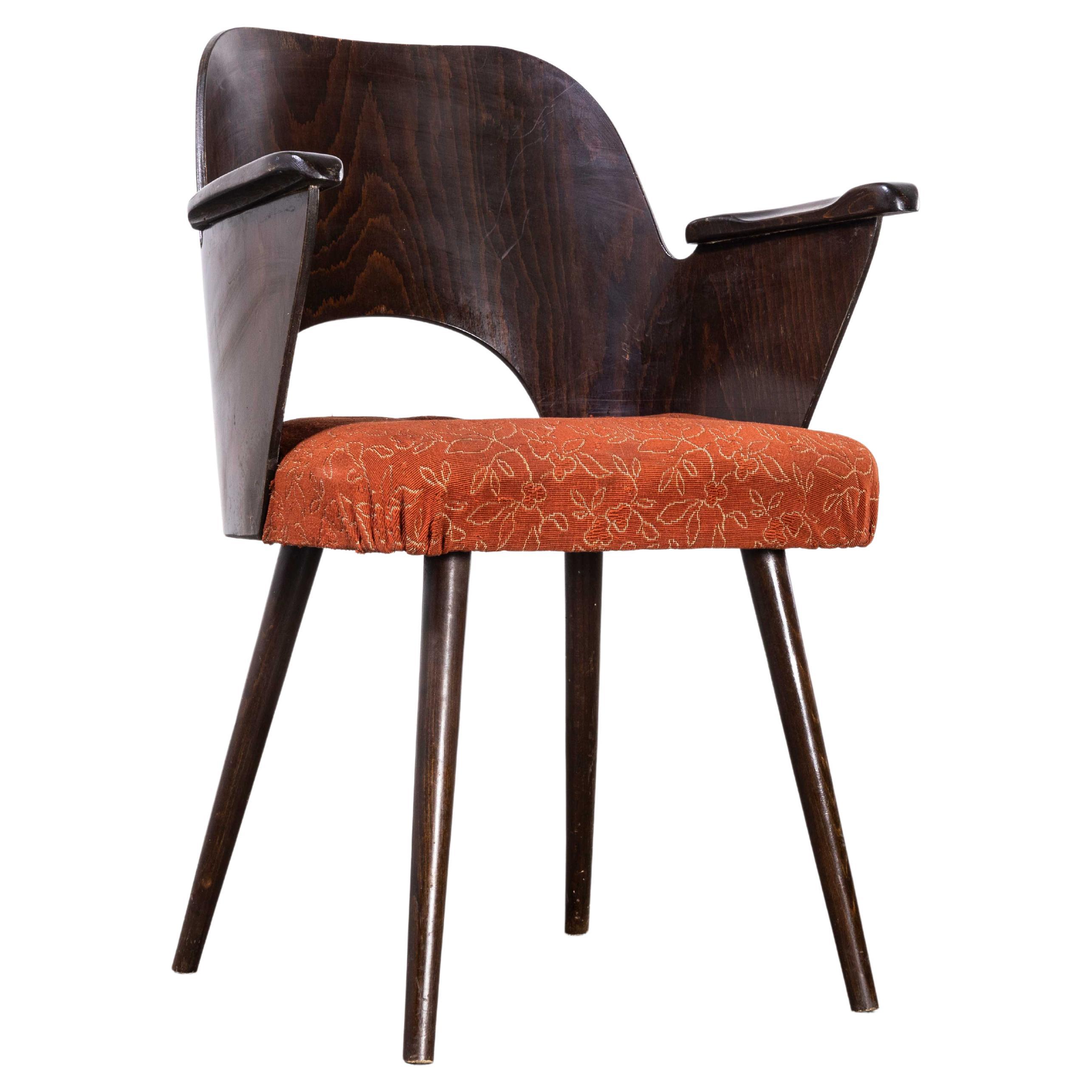 1950's Dark Walnut Upholstered Side Chair, Oswald Haerdt Model 515 '1923' For Sale