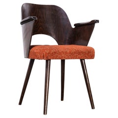 1950's Dark Walnut Upholstered Side Chair, Oswald Haerdt Model 515 '1923'
