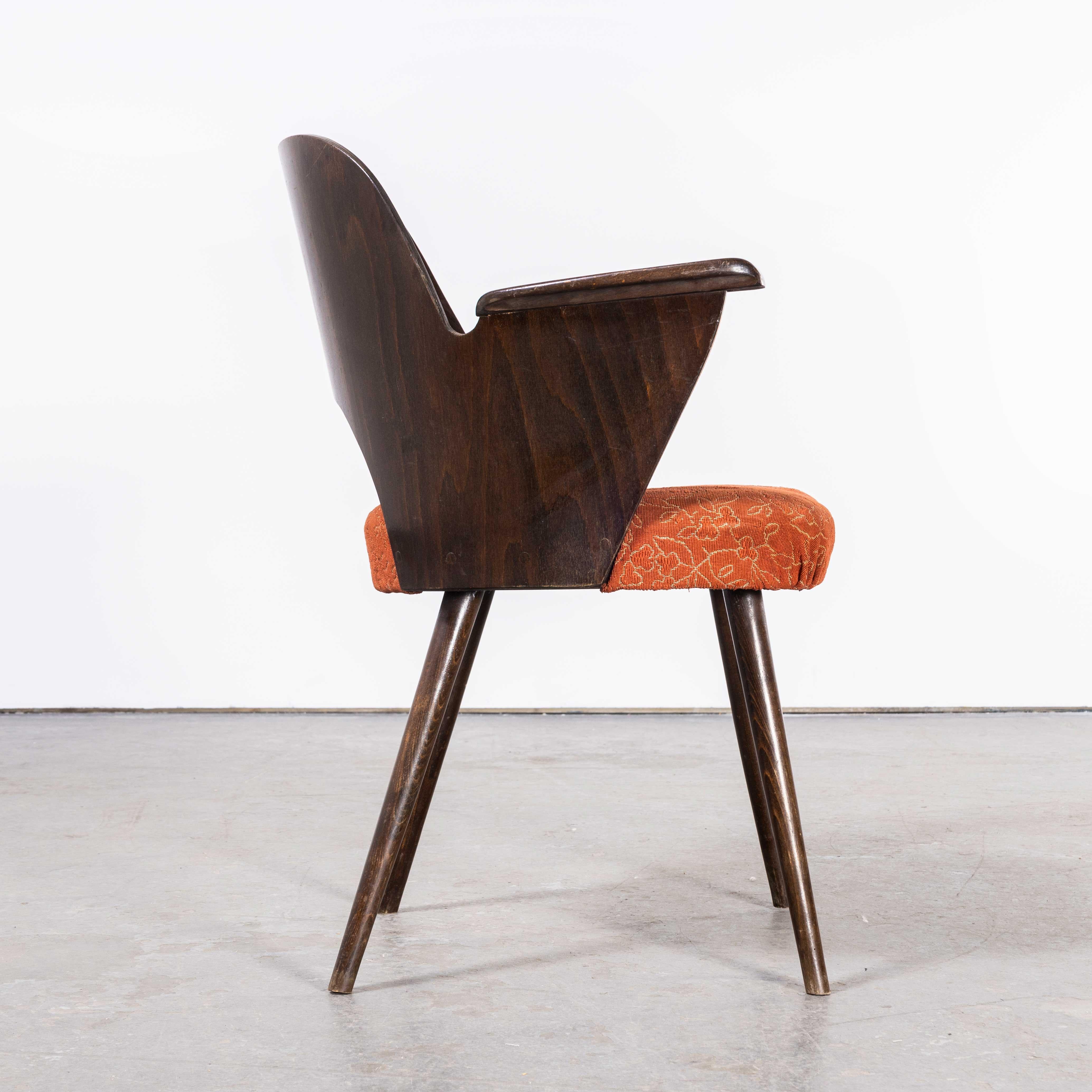 Mid-20th Century 1950's Dark Walnut Upholstered Side Chair, Oswald Haerdt Model 515 For Sale