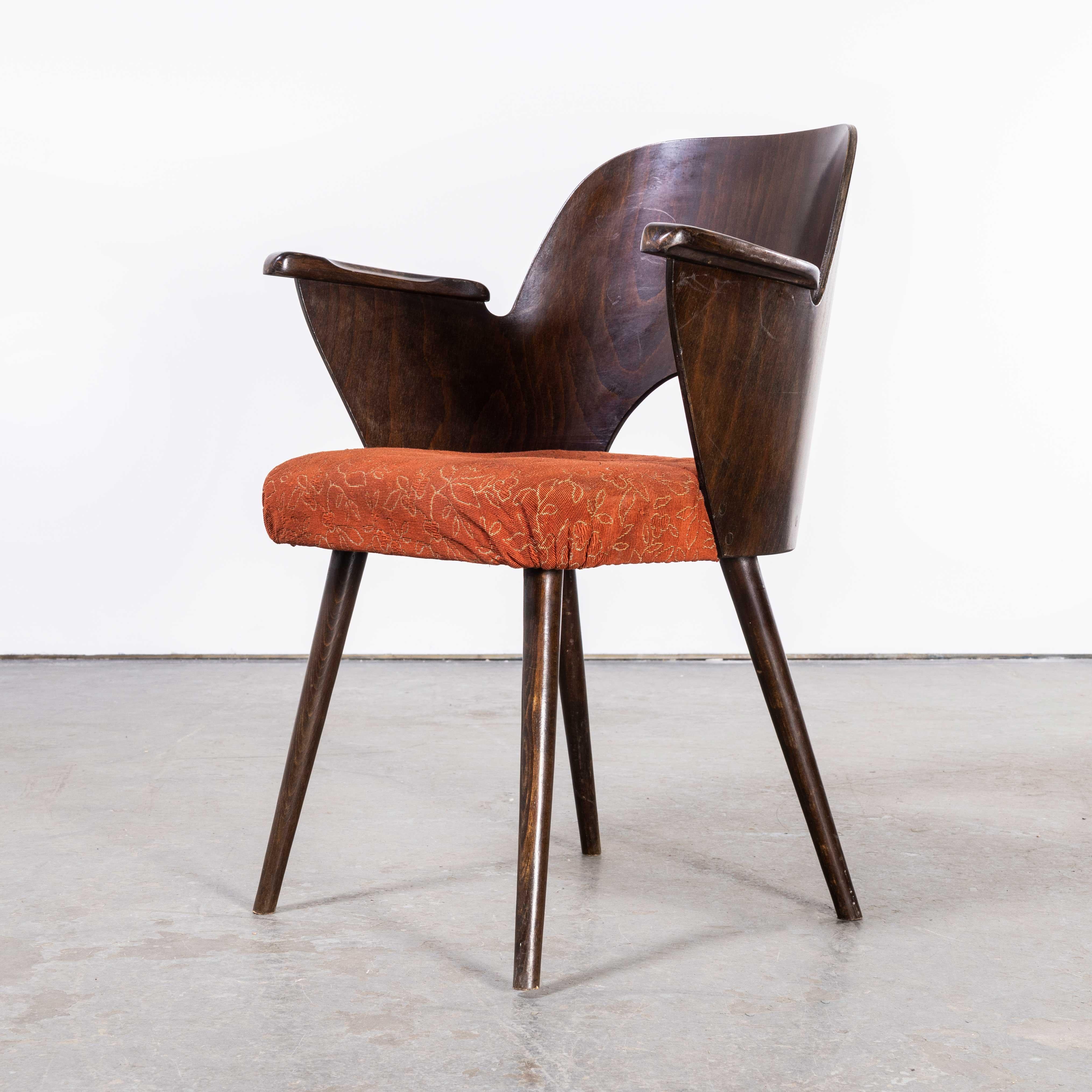 1950's Dark Walnut Upholstered Side Chair, Oswald Haerdt Model 515 For Sale 1