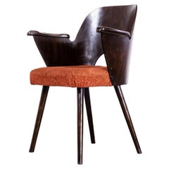 1950s Dark Walnut Upholstered Side Chair, Oswald Haerdt Model 515