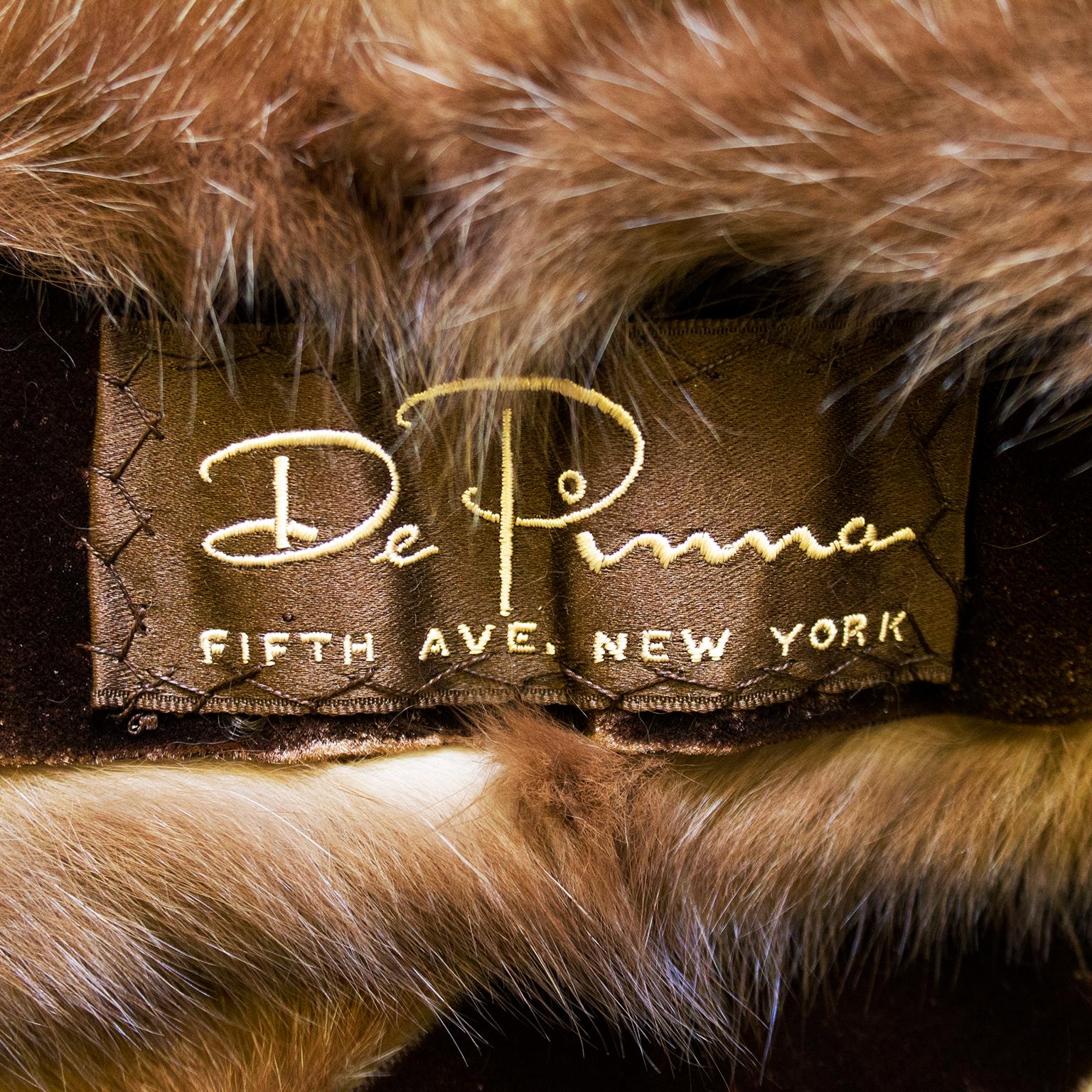 1950's De Pinna Golden Sable Fur Stole With Velvet Bow 2