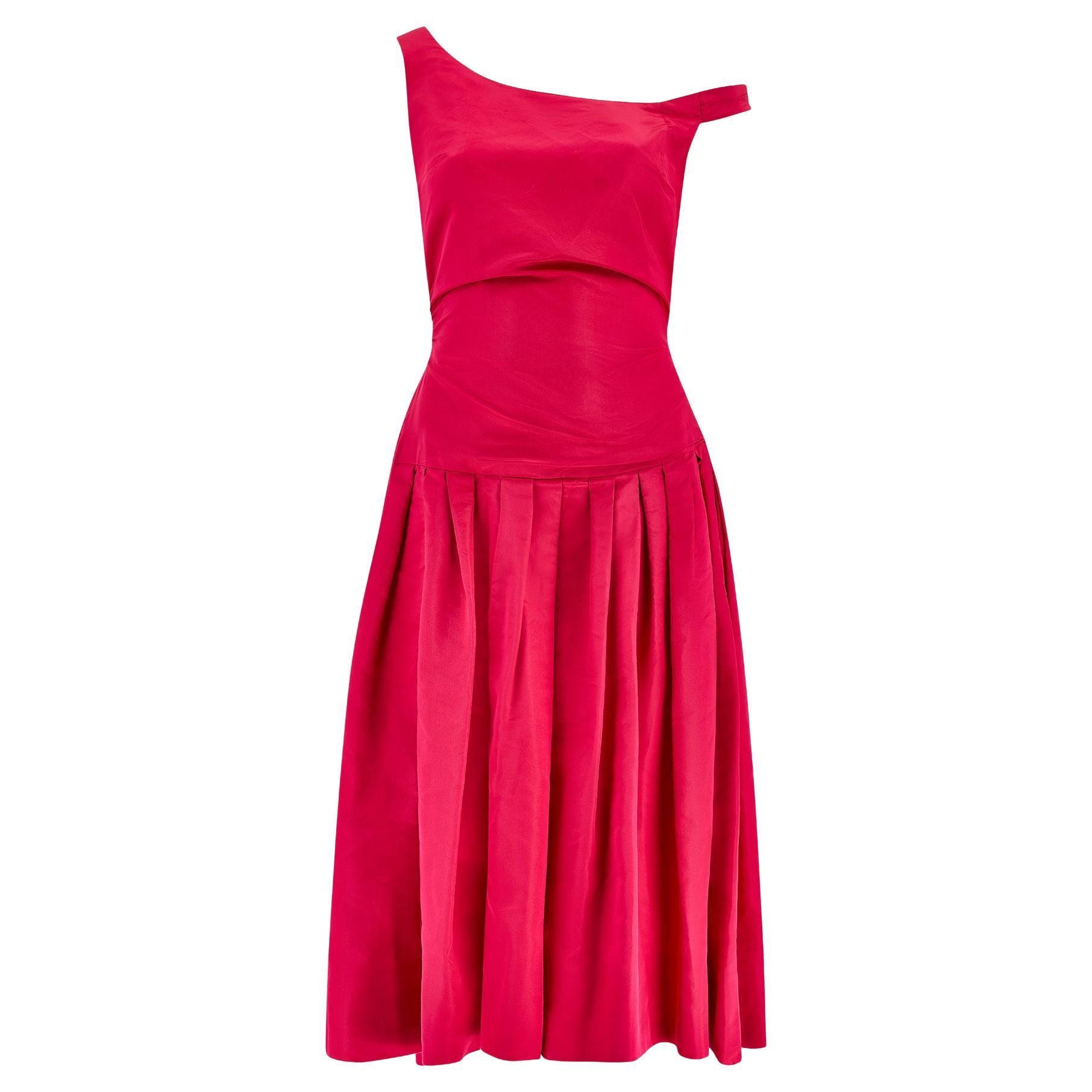 1950s De Pinna Pink Silk Evening Dress with Matching Capelet en vente