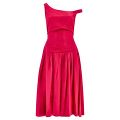 1950s De Pinna Pink Silk Evening Dress with Matching Capelet