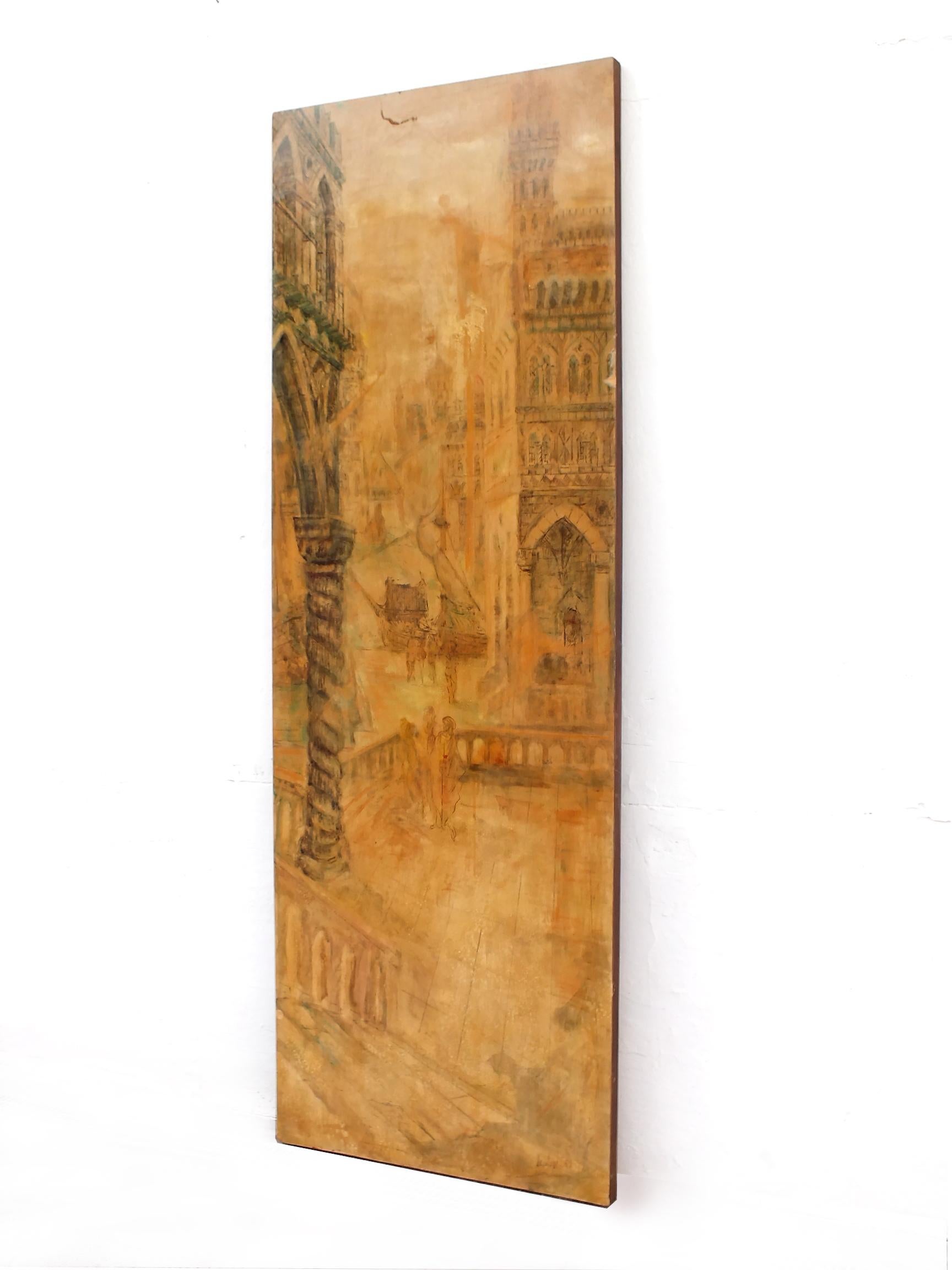 1950s Decalage Italy Turin Design Aloisi De Cavero Girardi Wood Panel For Sale 3