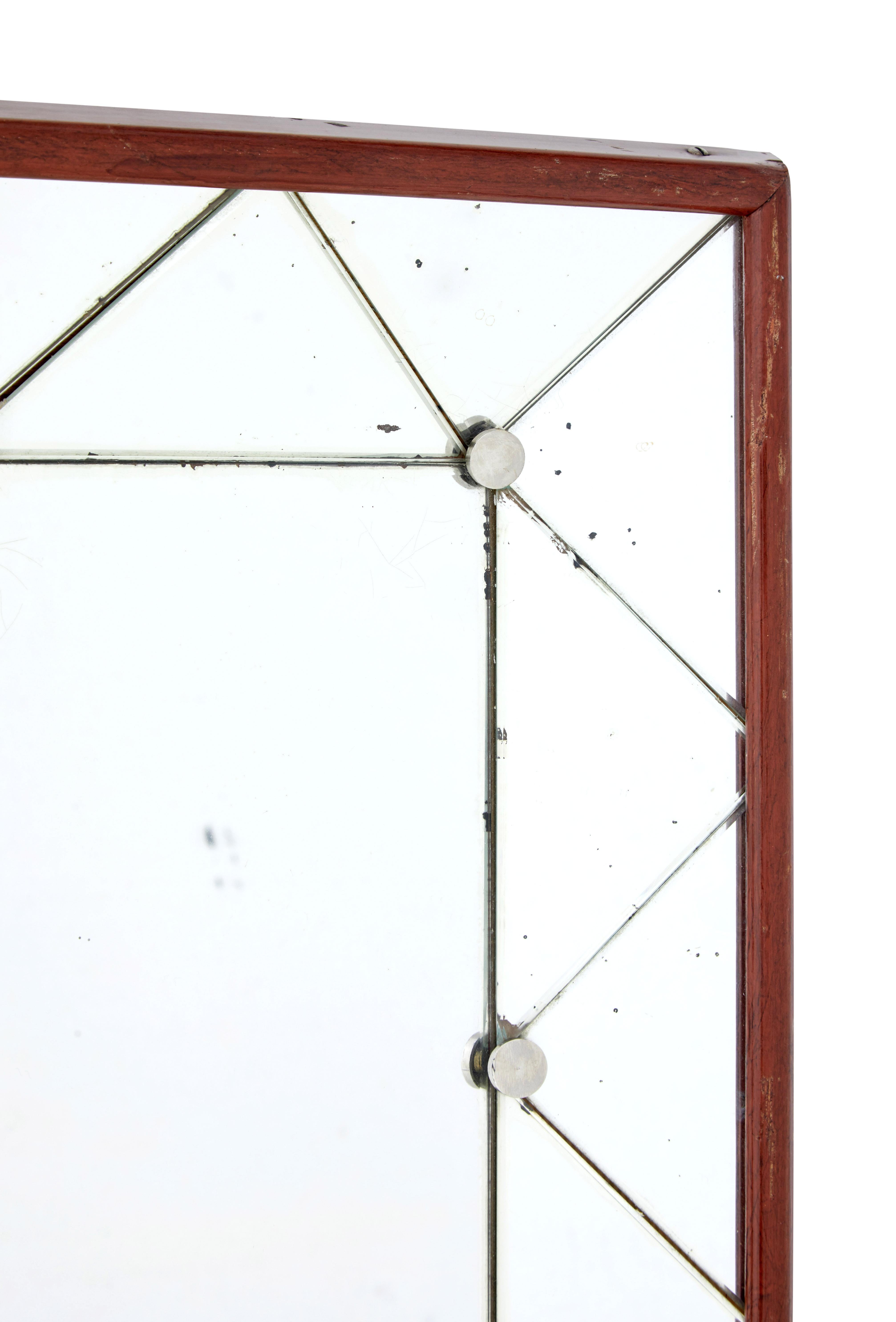 Swedish 1950s Deco Influenced Shaped Wall Mirror