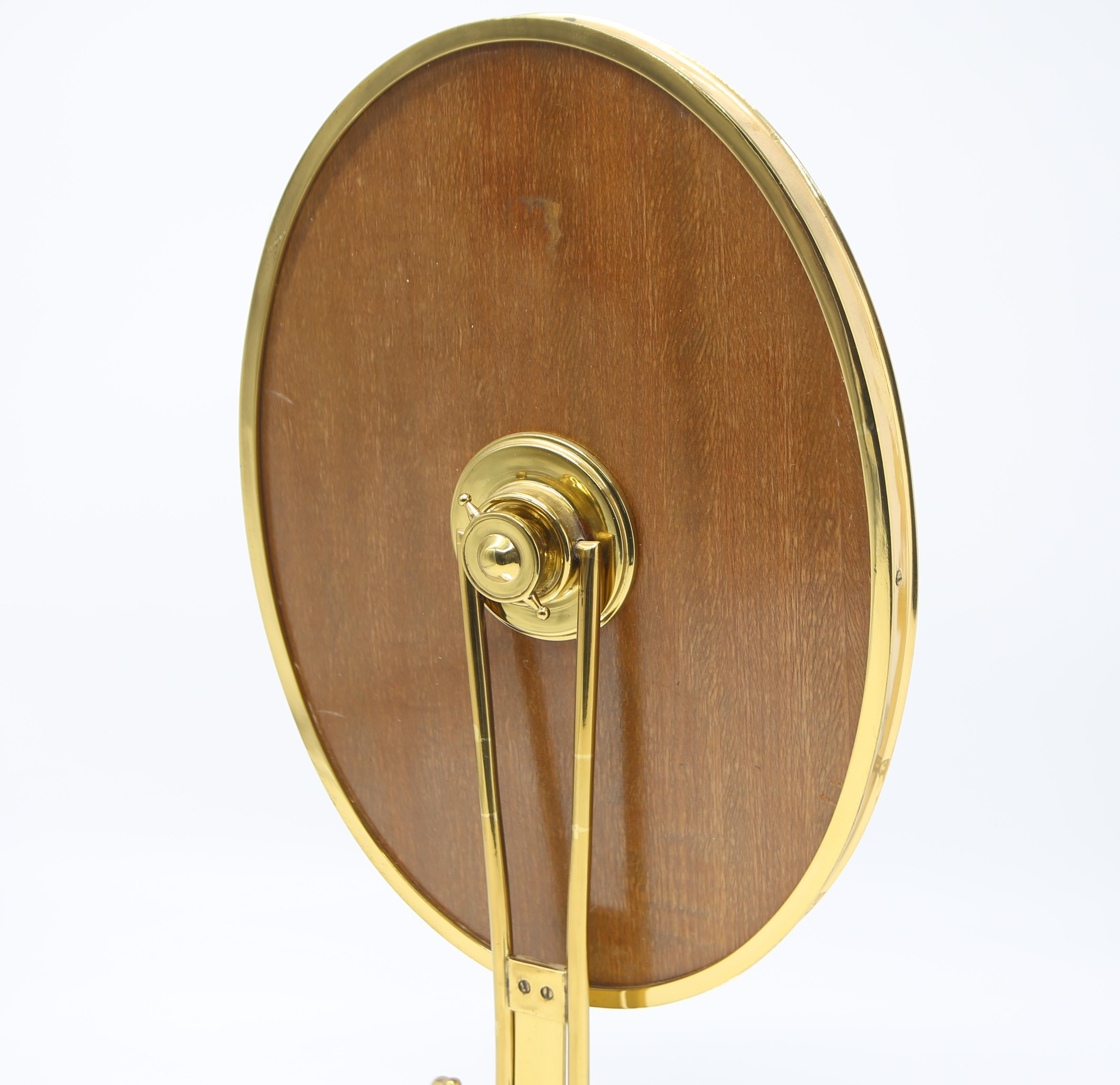Italian 1950s Decorated Brass Table Mirror Made in Italy For Sale