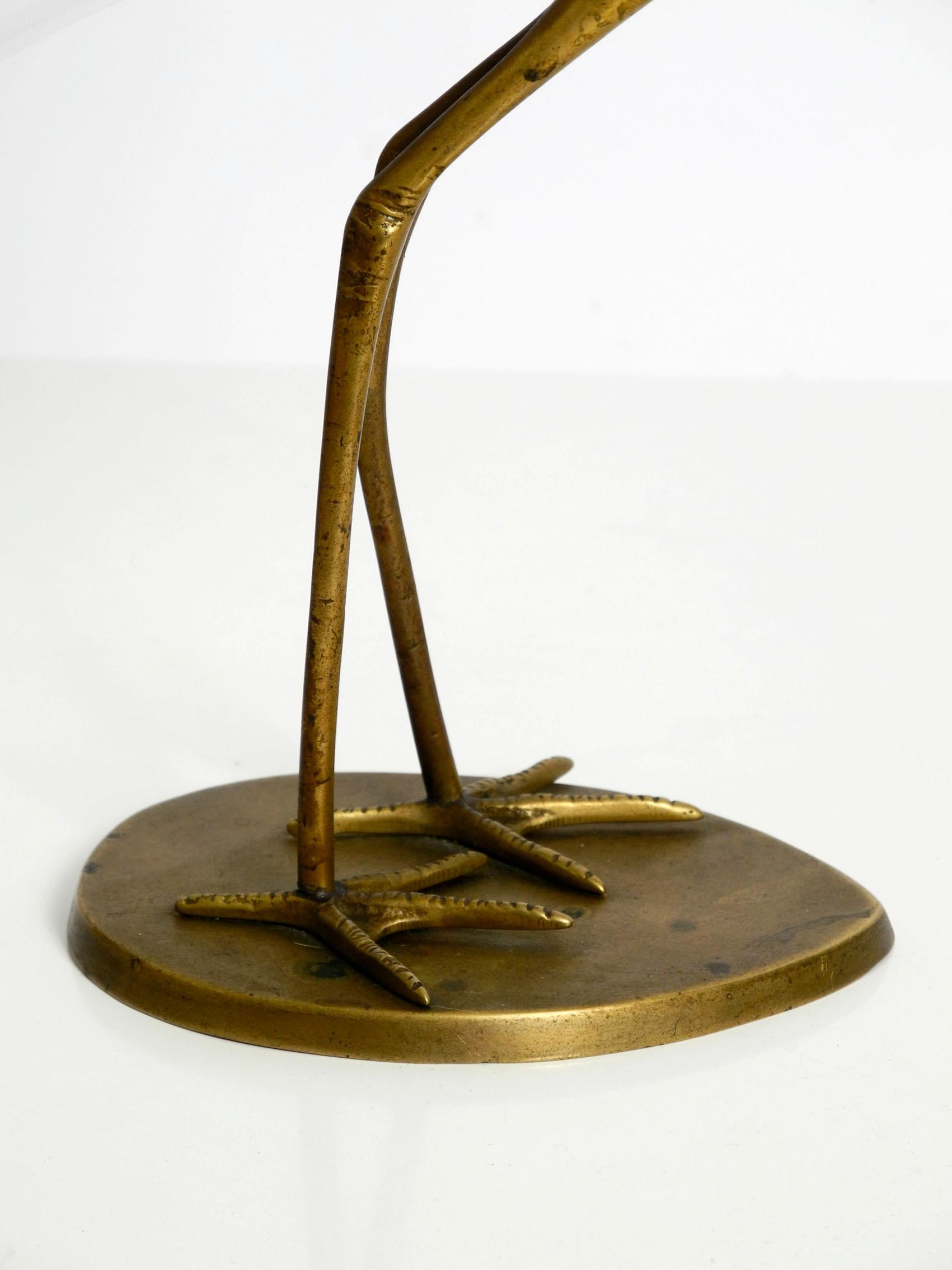 XL Mid Century Modern brass and glass bird heron  Luca Bojola for Licio Zanetti For Sale 1