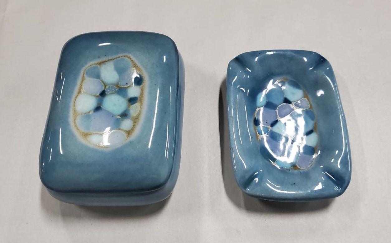 1950s Decorative Ceramic Cigarette Box & Matching Ashtray by Madeline Originals 4