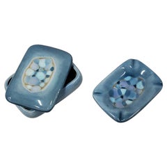 1950s Decorative Ceramic Cigarette Box & Matching Ashtray by Madeline Originals