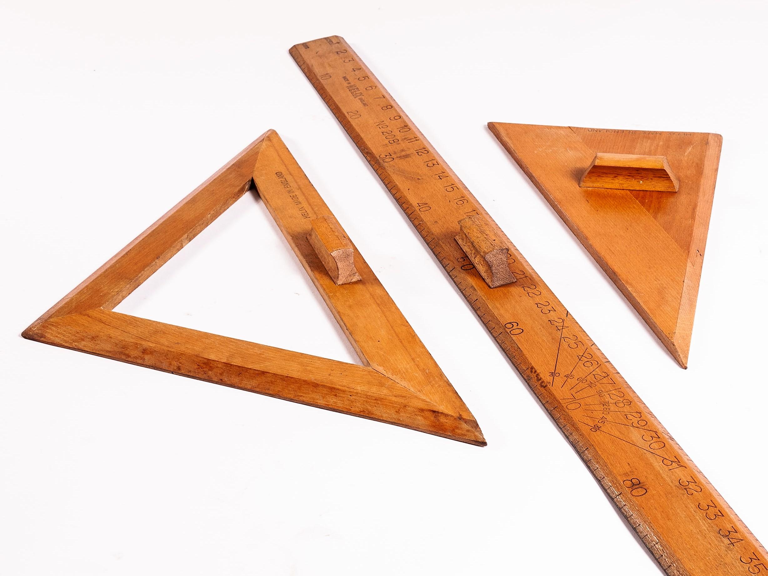 Wood 1950s Decorative Helix Geometry Set/Collection