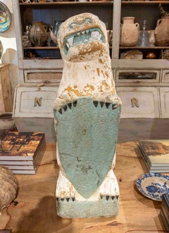 1950s Decorative Sculpture of a Lion with a Shield, with Original Patina