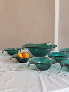 Set di ciotole a foglia di marina di Alfredo Barbini, vetro di Murano, 1950