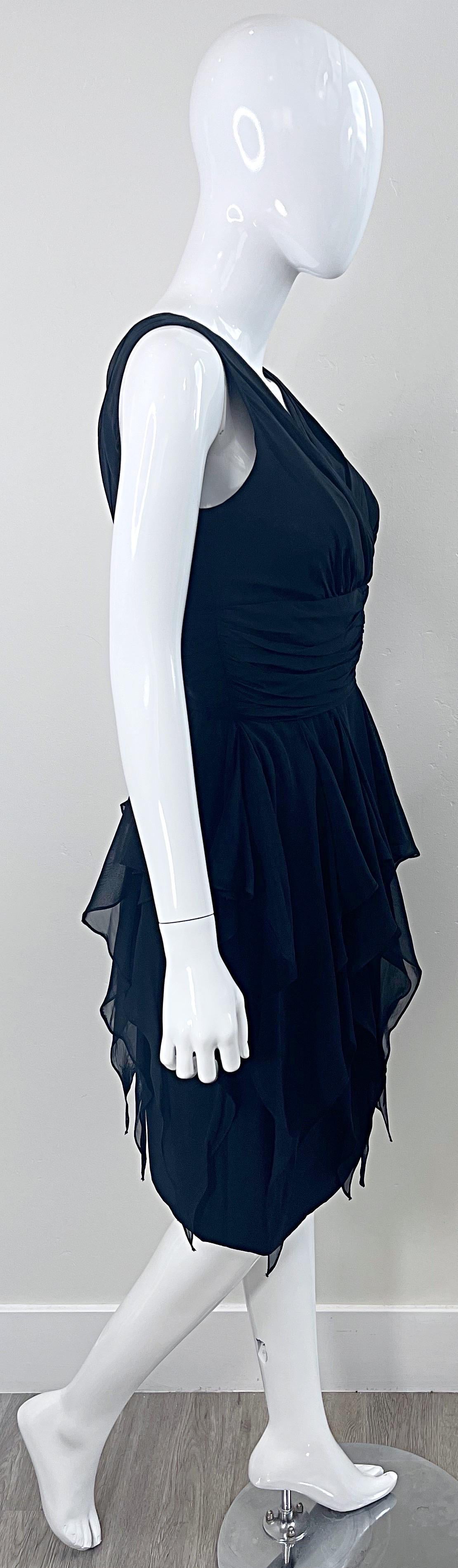1950s Demi Couture Nero Fazzoletto di chiffon Pannello a cascata Vintage 50s Dress in vendita 6
