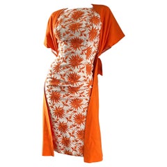 1950s Demi Couture Orange + Ivory White Vintage 50s Wiggle Dress and Jacket Set