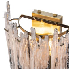 1950s Design And Art Deco Style Brass and Glass Two Tier Wall Light