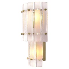 1950s Design And Art Deco Style Brass and Glass Two Tier Wall Light