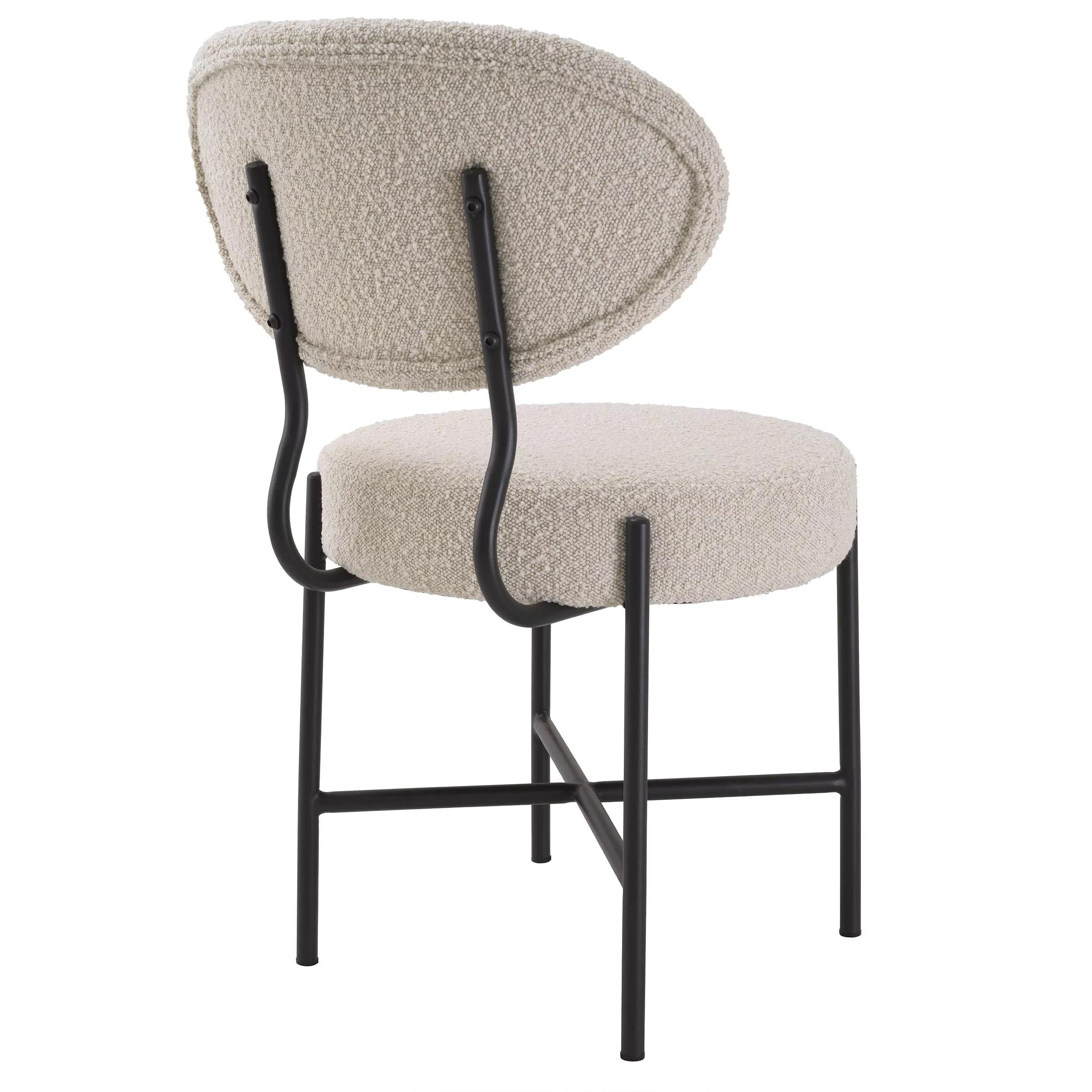 beige boucle dining chair
