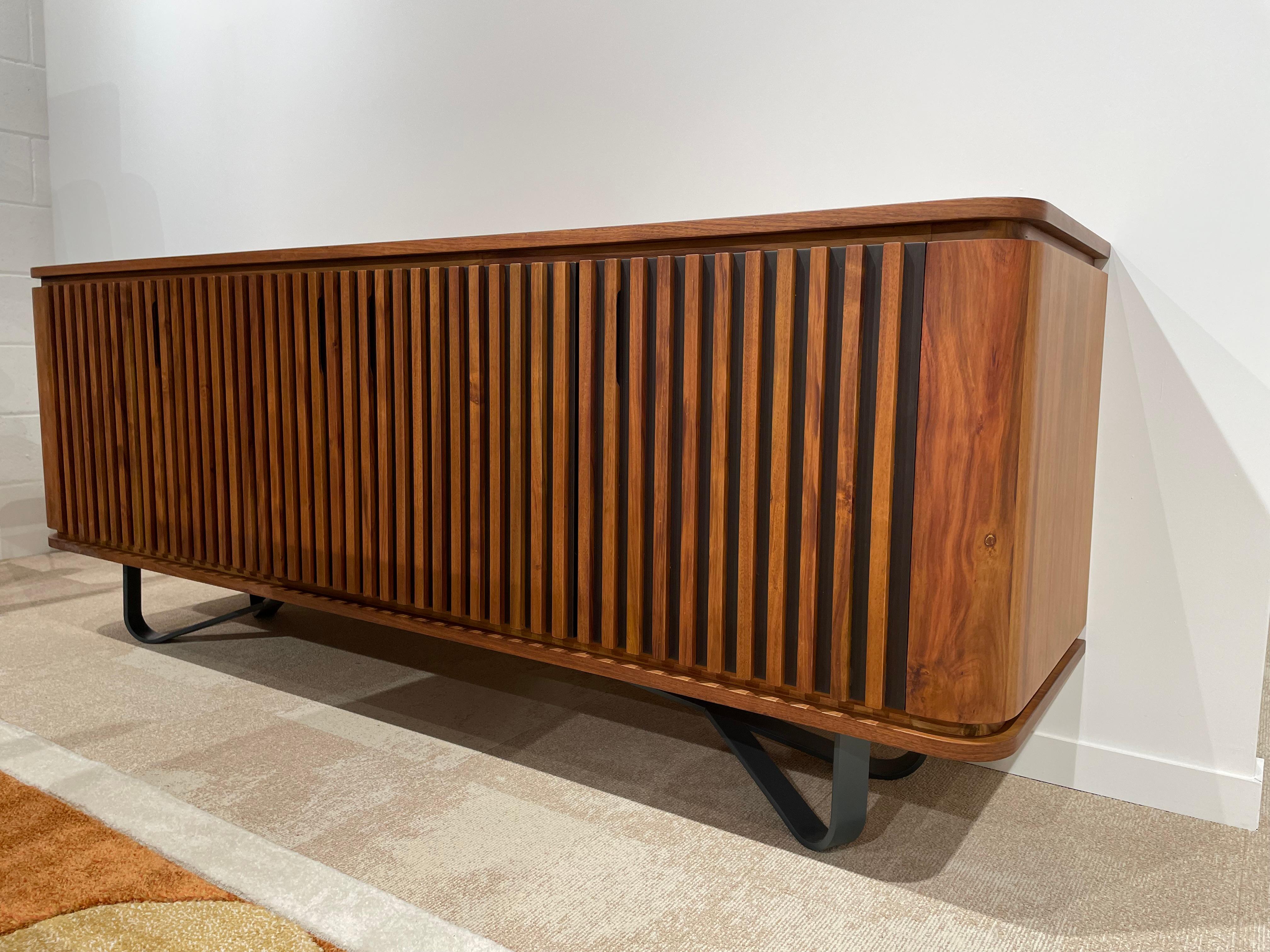 1950s Design and MCM style wood and metal sideboard in hight quality craftmanship and fully customizable in sizes, color, wood.